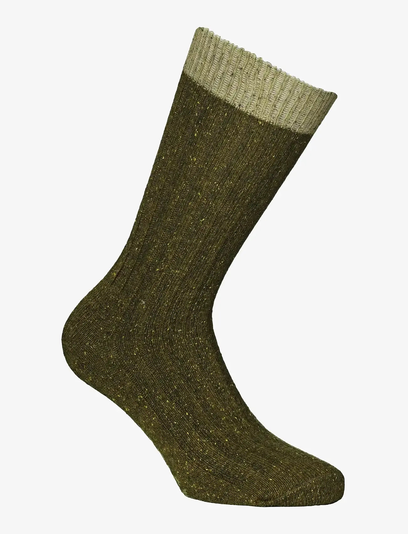 Alpacasocks&Co - Merino Silk Rib Crew 1-pack - sokker - khaki green-light green - 0
