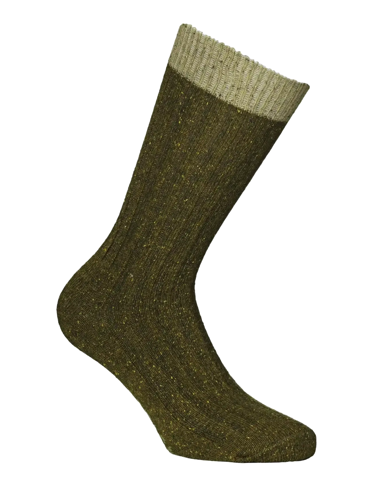 Alpacasocks&Co Merino Silk Rib Crew 1-pack - Almindelige strømper - KHAKI GREEN-LIGHT GREEN / khaki/green