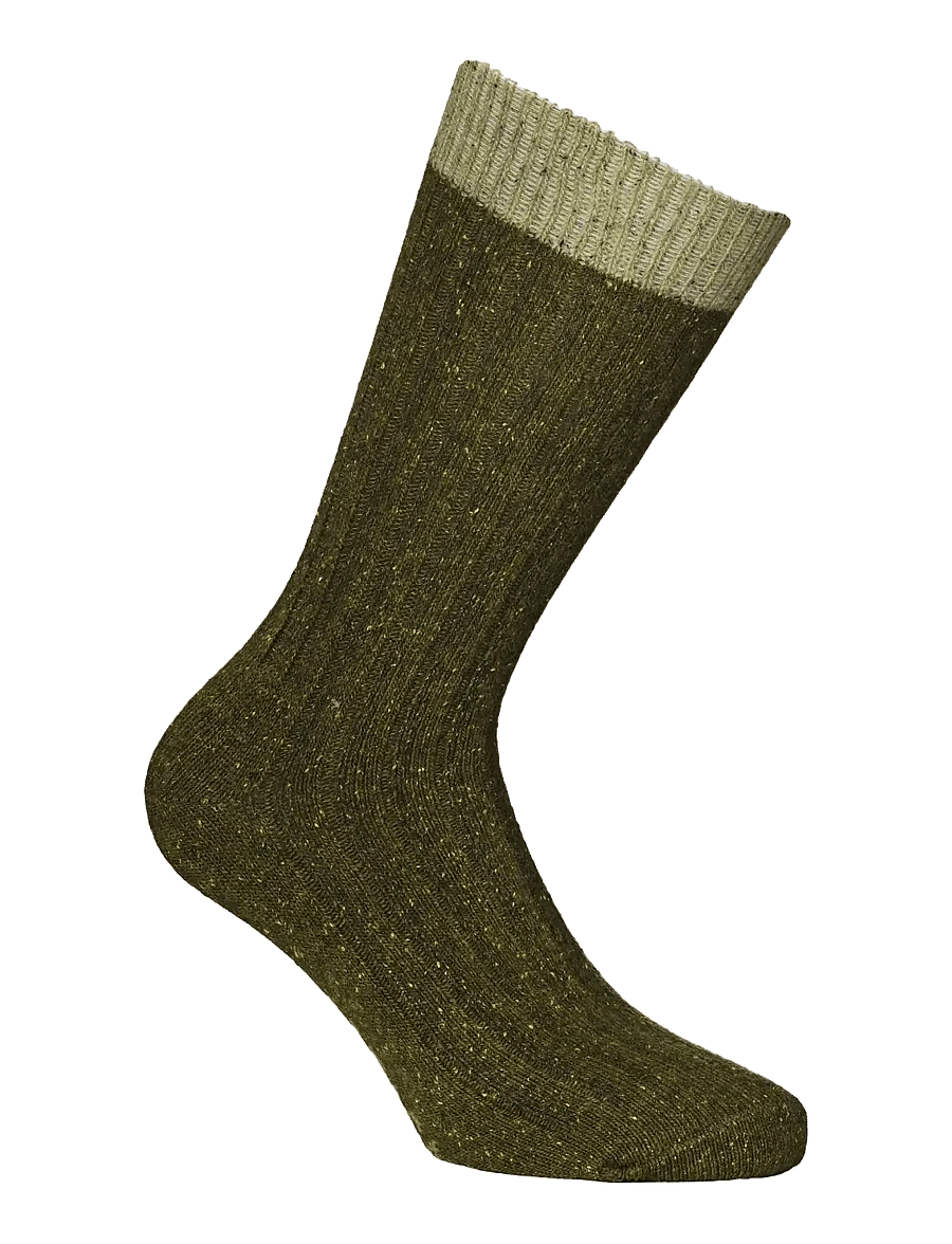 Alpacasocks&Co - Merino Silk Rib Crew 1-pack - treningssokker - khaki green-light green - 0