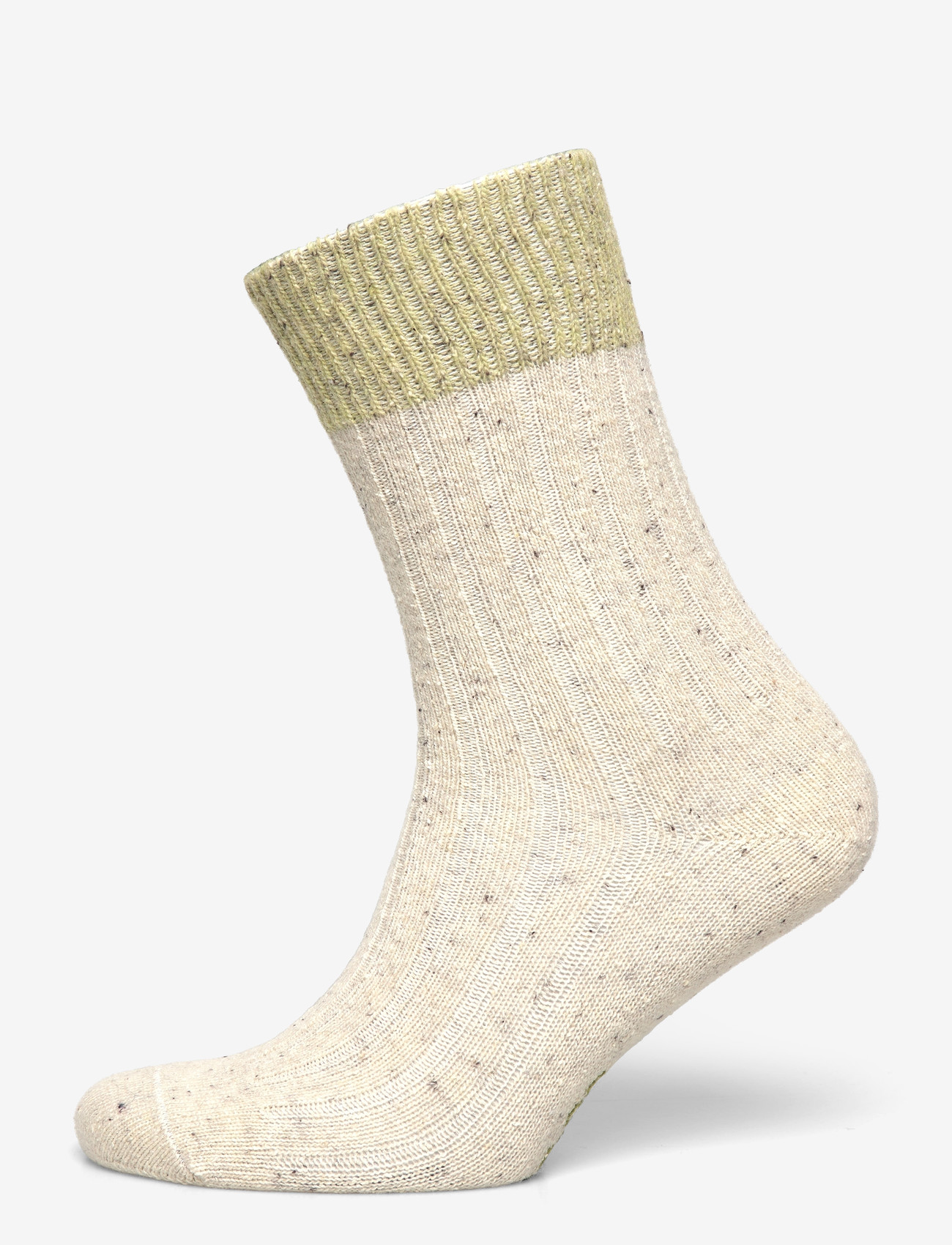 Alpacasocks&Co - Merino Silk Rib Crew 1-pack - crew-socken - offwhite-lime - 0