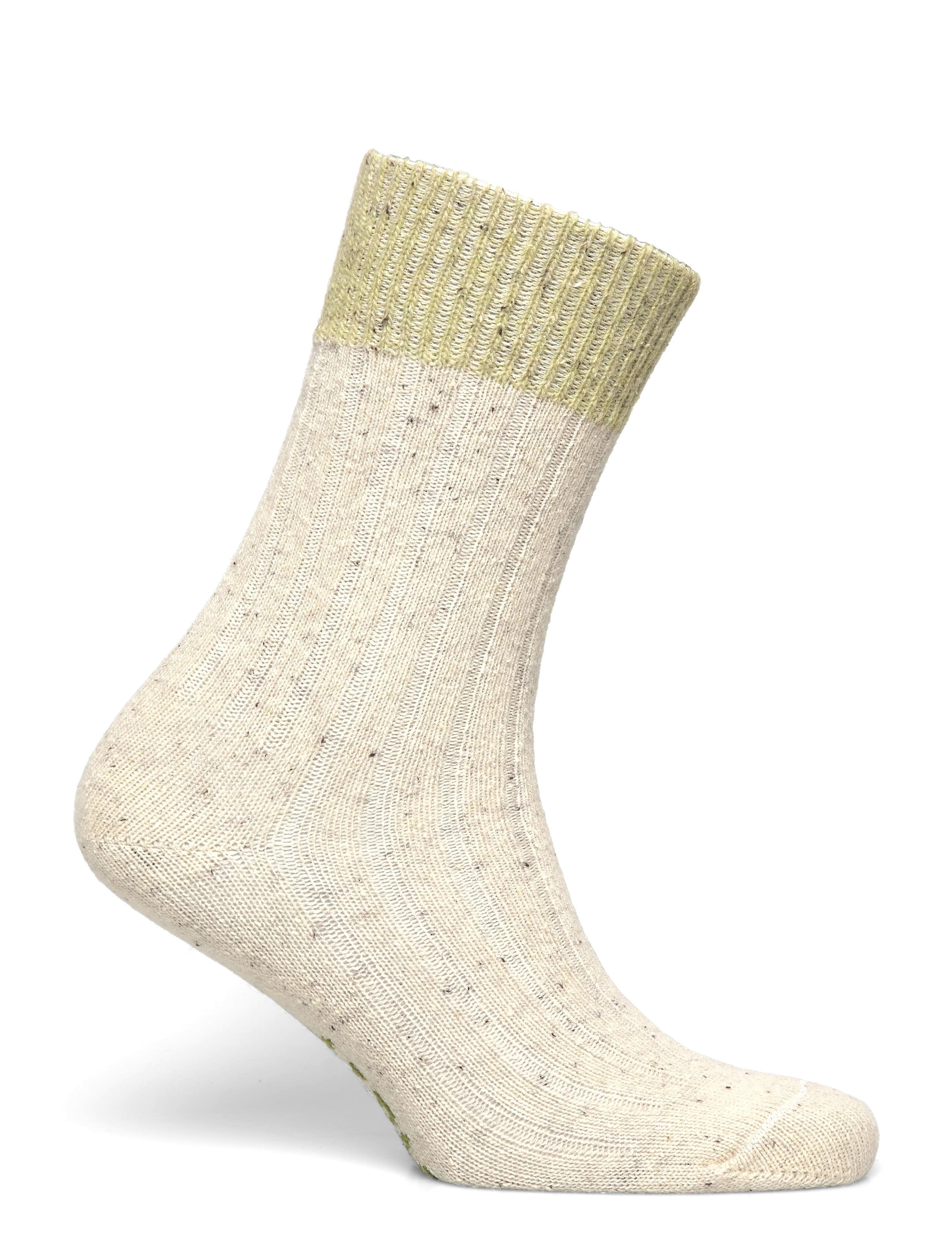 Alpacasocks&Co - Merino Silk Rib Crew 1-pack - crew sokkar - offwhite-lime - 1