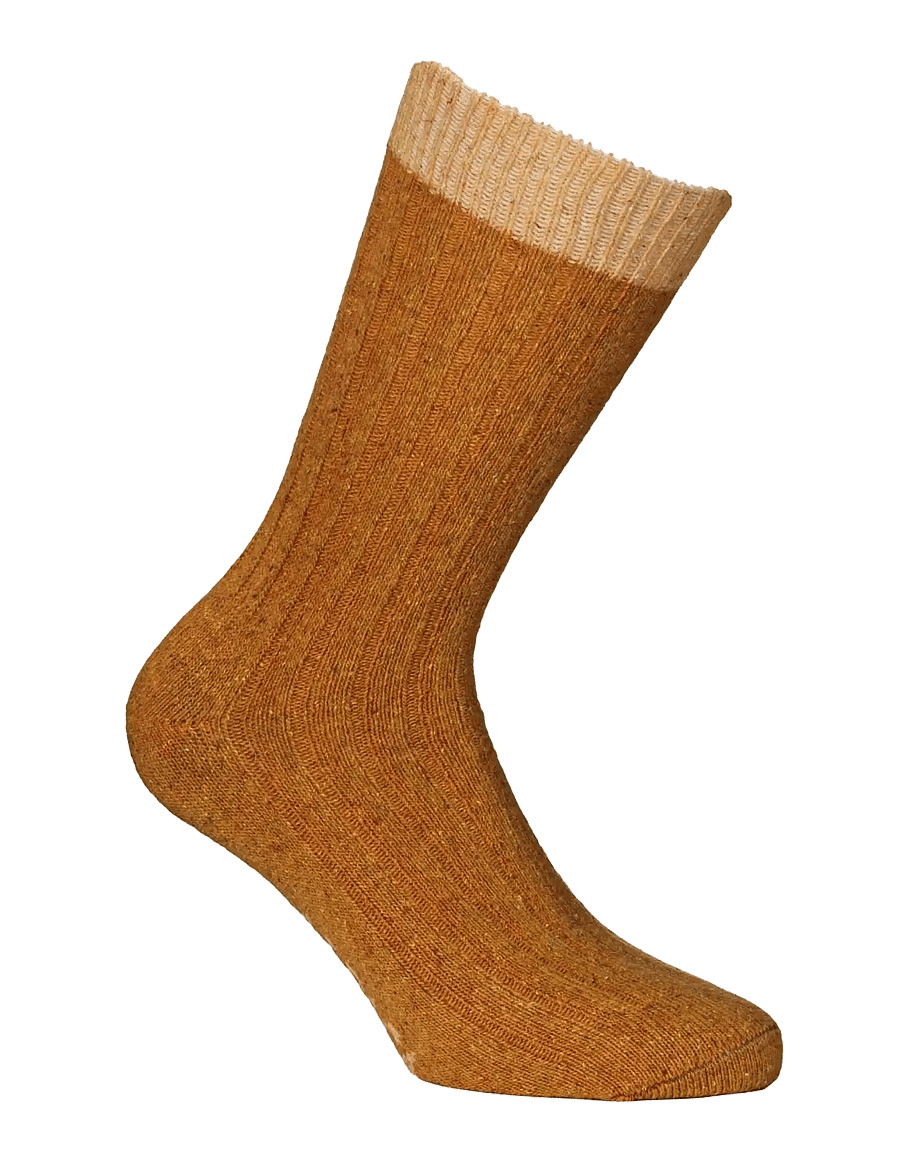 Alpacasocks&Co - Merino Silk Rib Crew 1-pack - vanliga strumpor - orange-light orange - 0