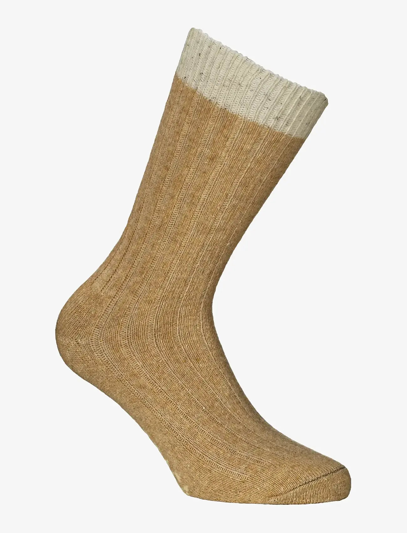 Alpacasocks&Co - Merino Silk Rib Crew 1-pack - sokker - tan-offwhite - 0