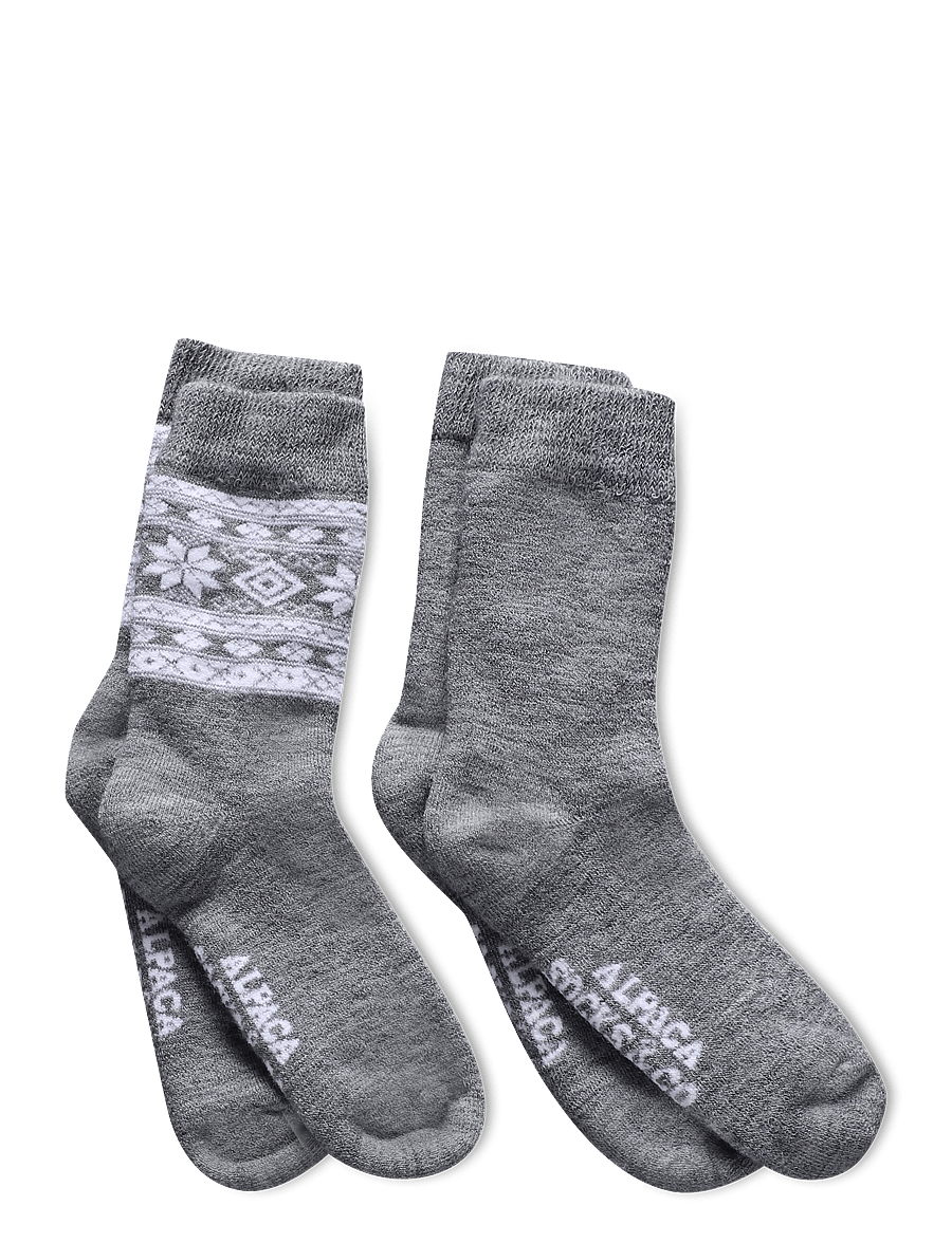 Alpacasocks&Co - Winter Alpaca Kids 2-pack - strømper - argento superbianco/argento solid - 1
