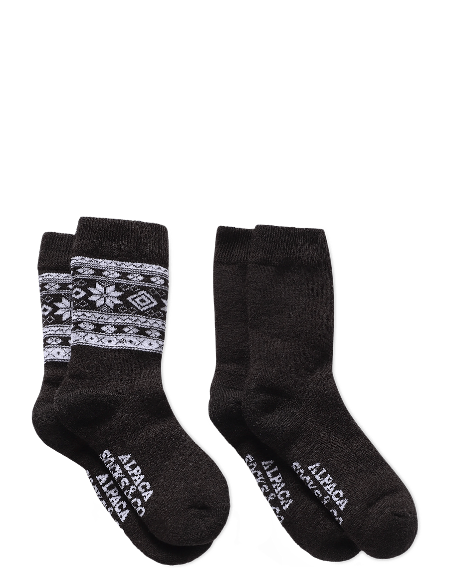 Alpacasocks&Co - Winter Alpaca Kids 2-pack - strümpfe - fondente superbianco/fondente solid - 1