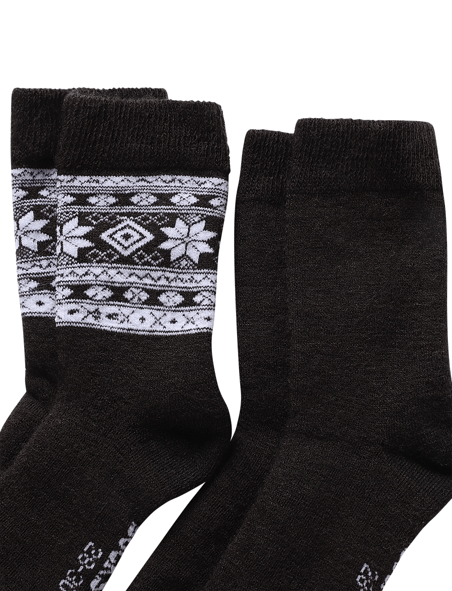Alpacasocks&Co - Winter Alpaca Kids 2-pack - strümpfe - fondente superbianco/fondente solid - 2
