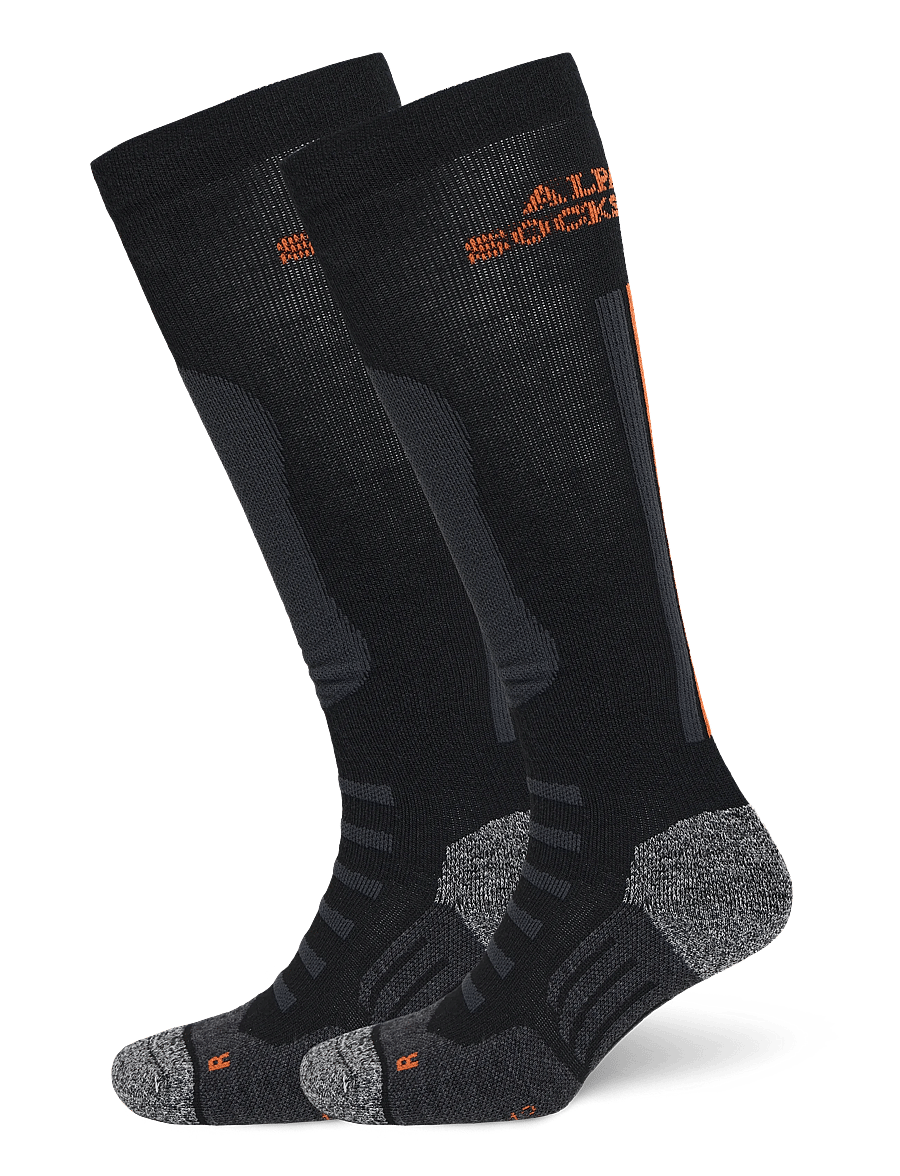 Alpacasocks&Co - Alpine Ski 1-pack - sportstrømper - black greyorange black grey orange - 0