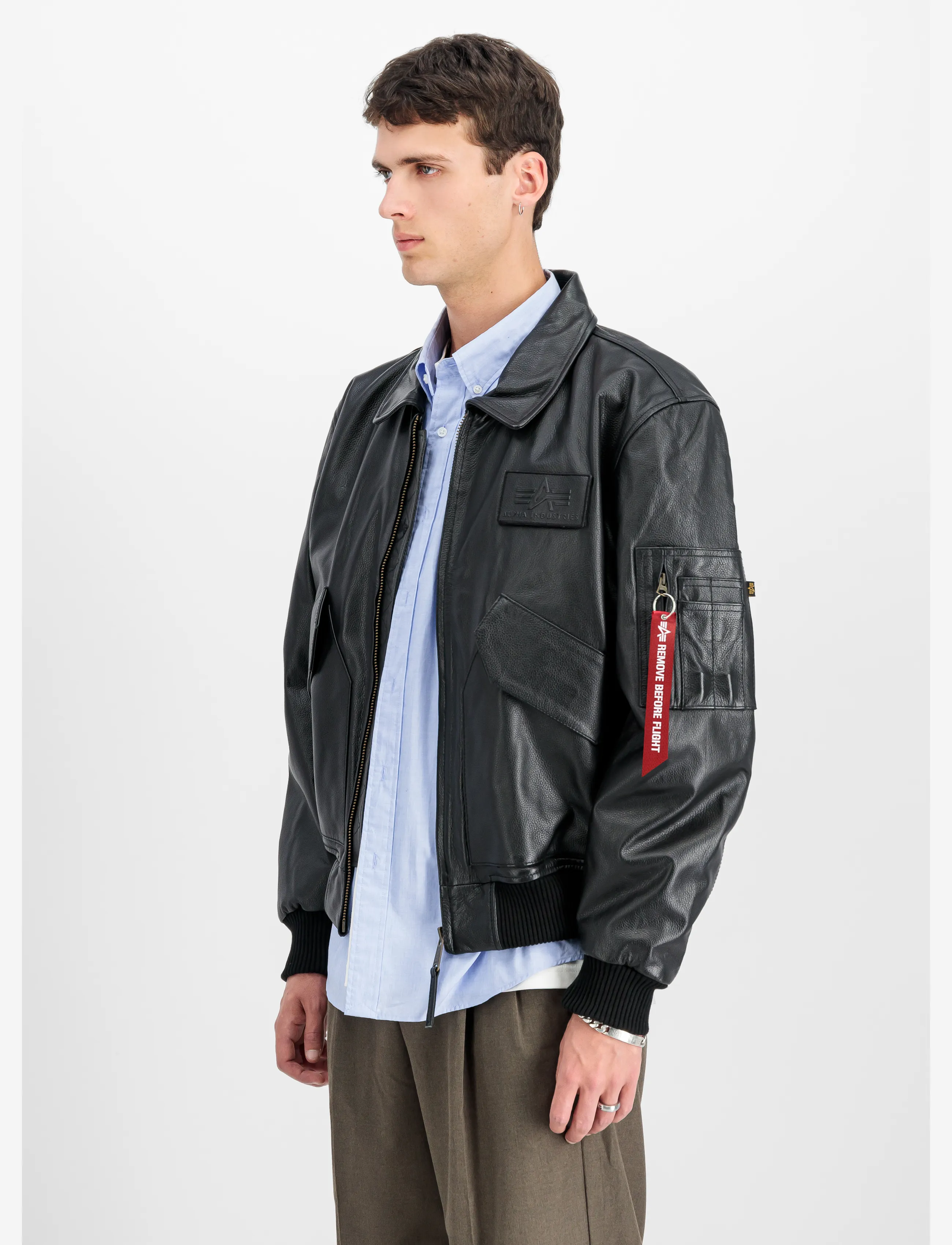 Alpha Industries CWU-45/P Leather Vintage - Uus - BLACK / black