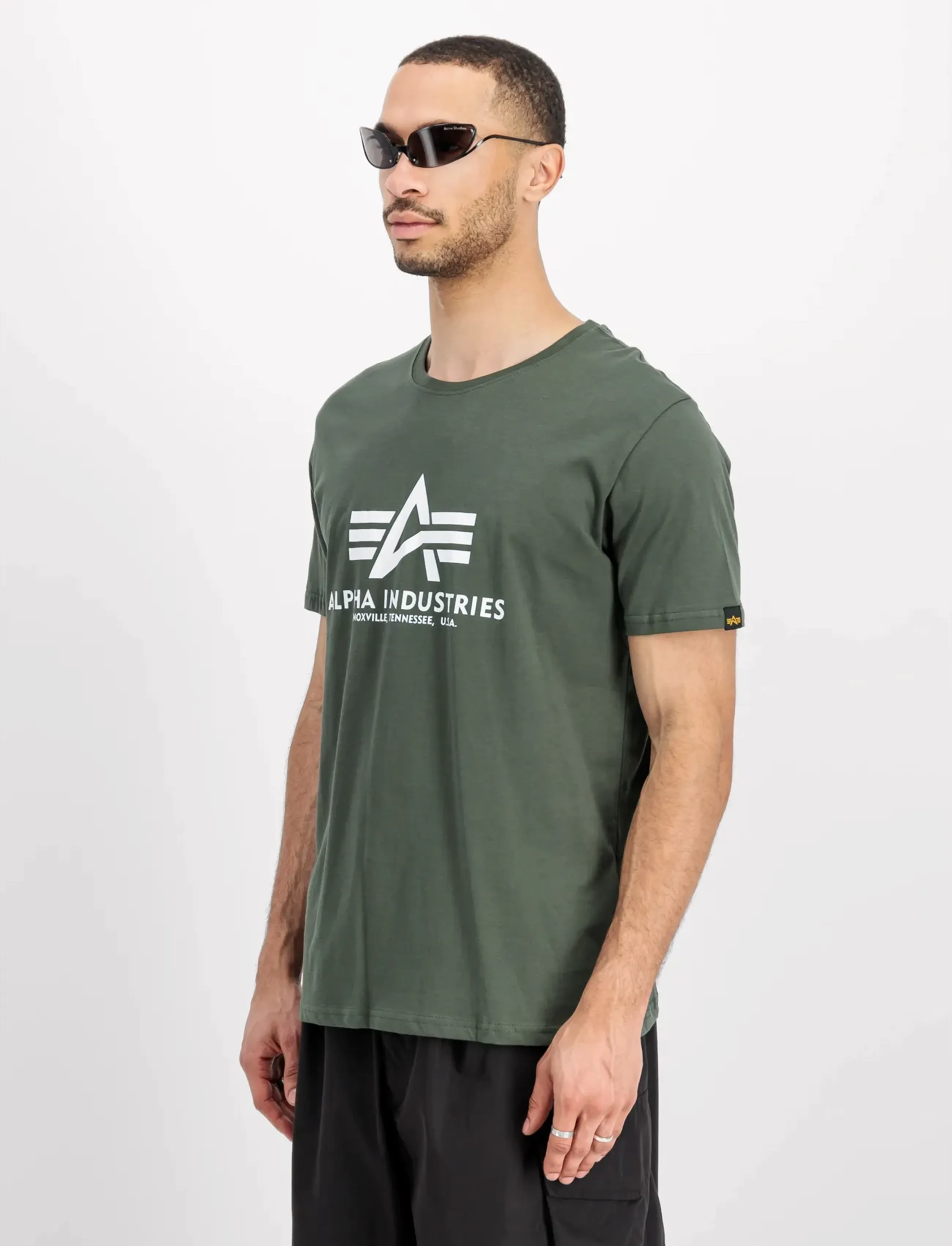 Alpha Industries Basic T-Shirt Bl, M, T-shirts, Khakigrün - Short-sleeved, Männerswear