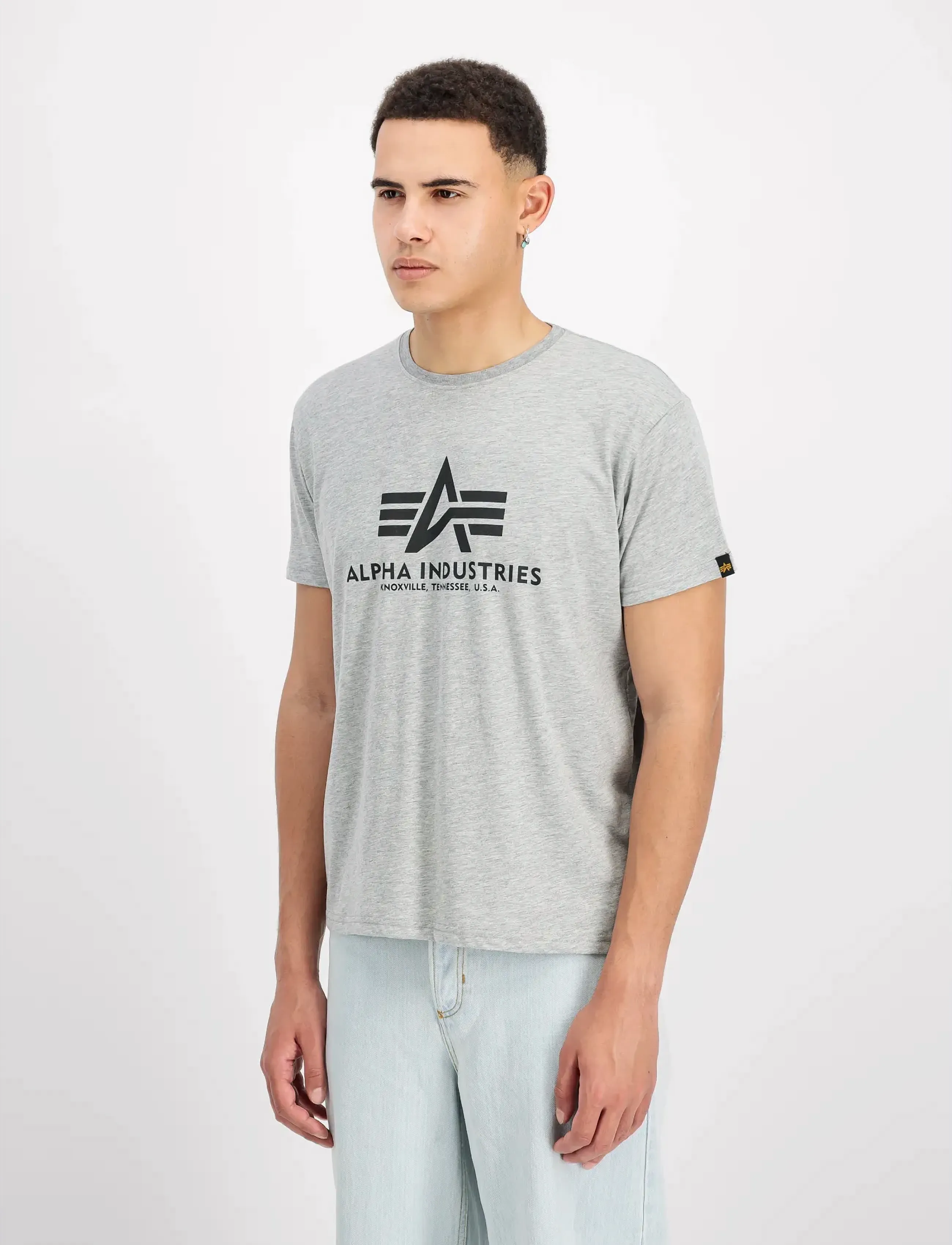 Alpha Industries Basic T-Shirt Bl, XXL, Grey, T-Shirts > Kortærmede, Herre