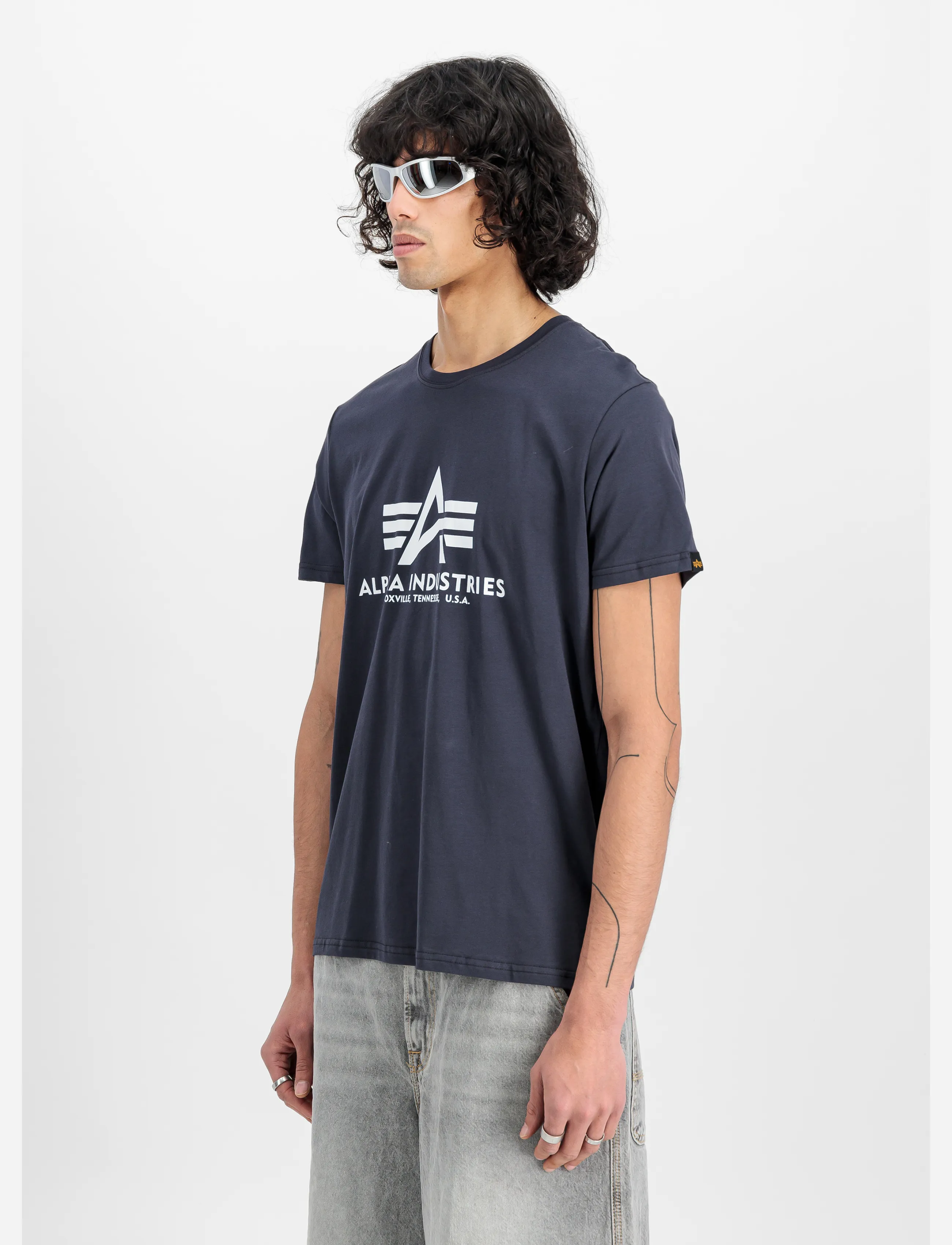 Alpha Industries Basic T-Shirt Bl, XXL, Blue, T-Shirts > Kortærmede, Herre