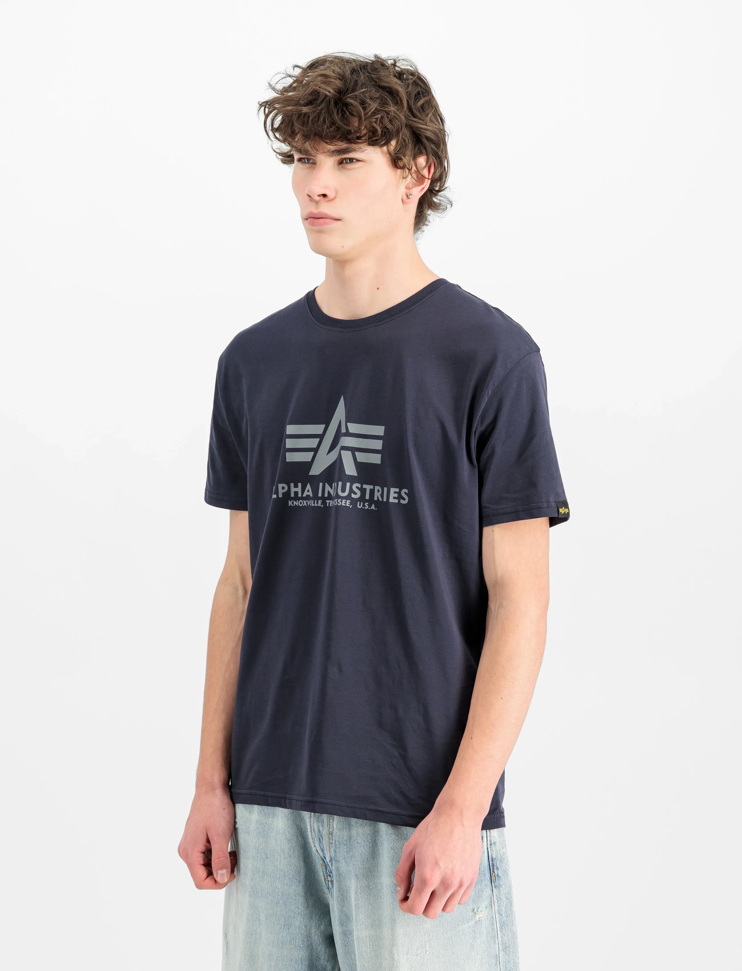 Alpha Industries Basic T-Shirt Bl, S, T-shirts, Marineblau - Short-sleeved, Männerswear