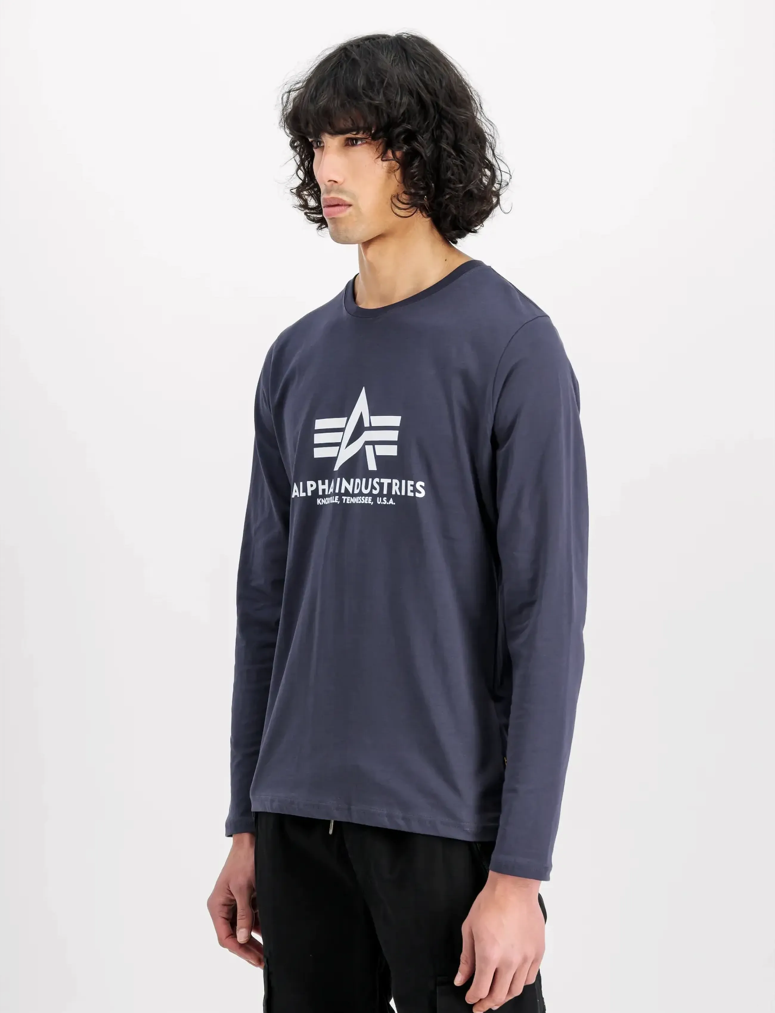 Alpha Industries Basic Longsleeve BL - Streetwear - NAVY / black