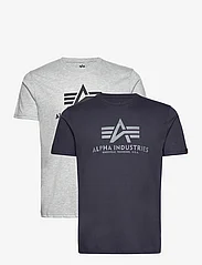 Alpha Industries - Basic T 2 Pack - short-sleeved t-shirts - grey.heat/rep.blue - 0