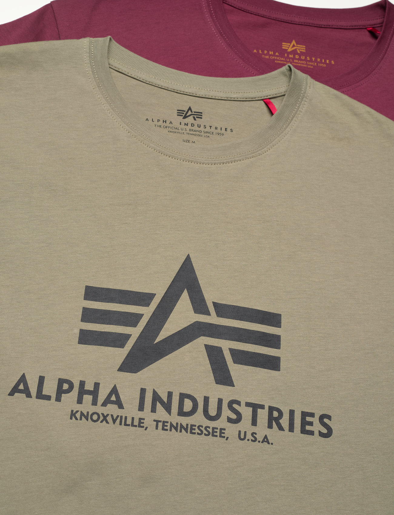 Alpha Industries - Basic T 2 Pack - short-sleeved t-shirts - olive/burgundy - 1
