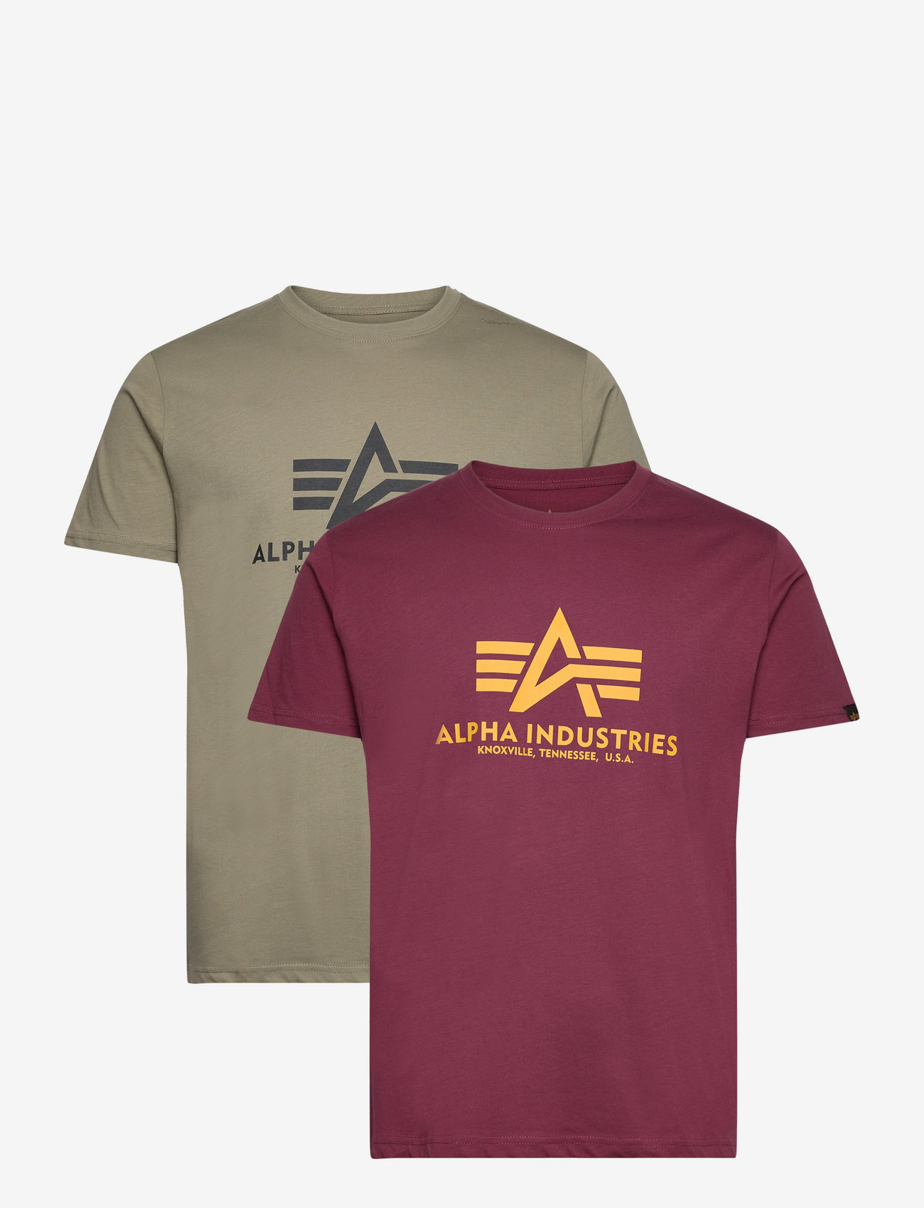 Alpha Industries - Basic T-Shirt BL 2 Pack - kortärmade t-shirts - olive/burgundy - 0