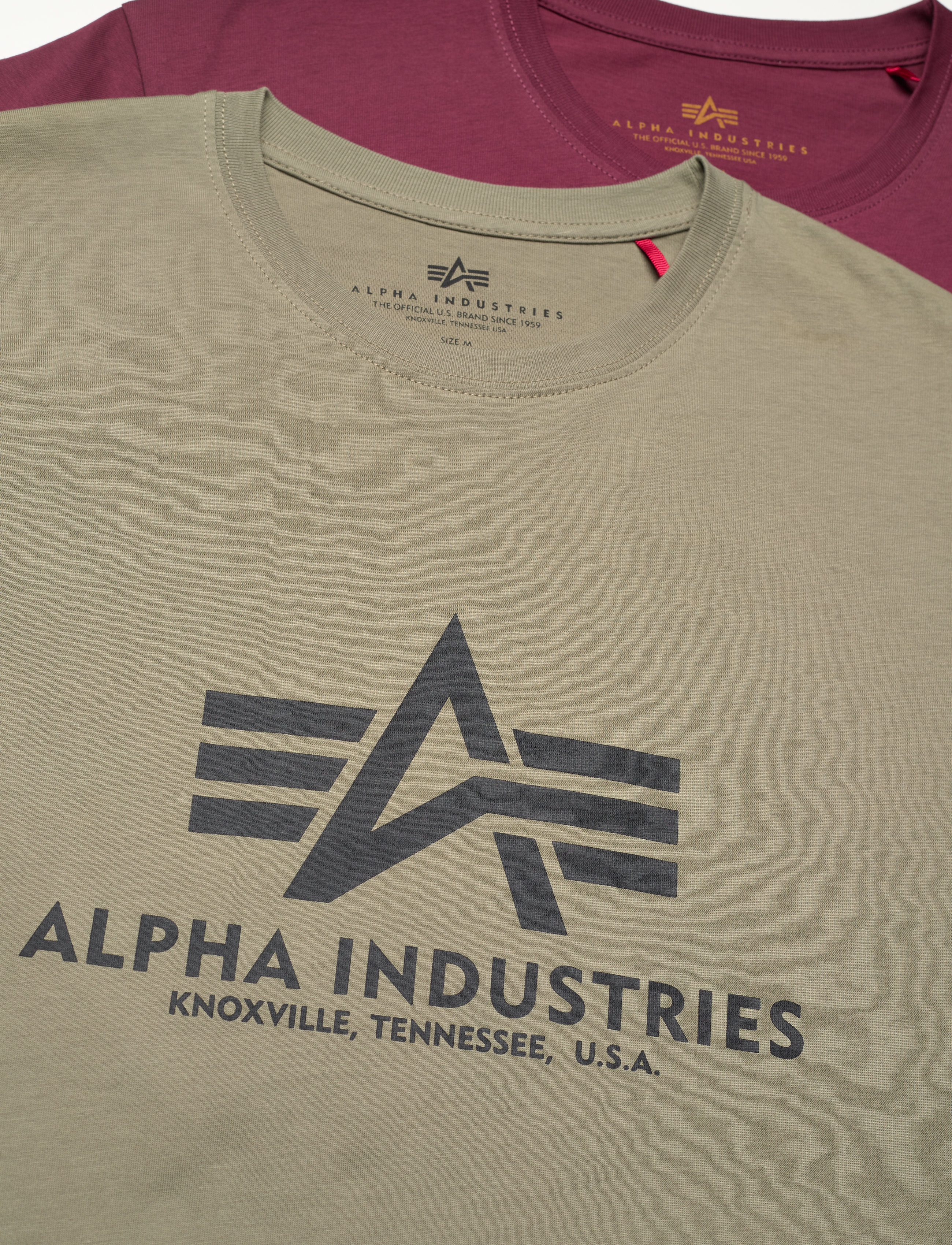 Alpha Industries - Basic T 2 Pack - kortärmade t-shirts - olive/burgundy - 3