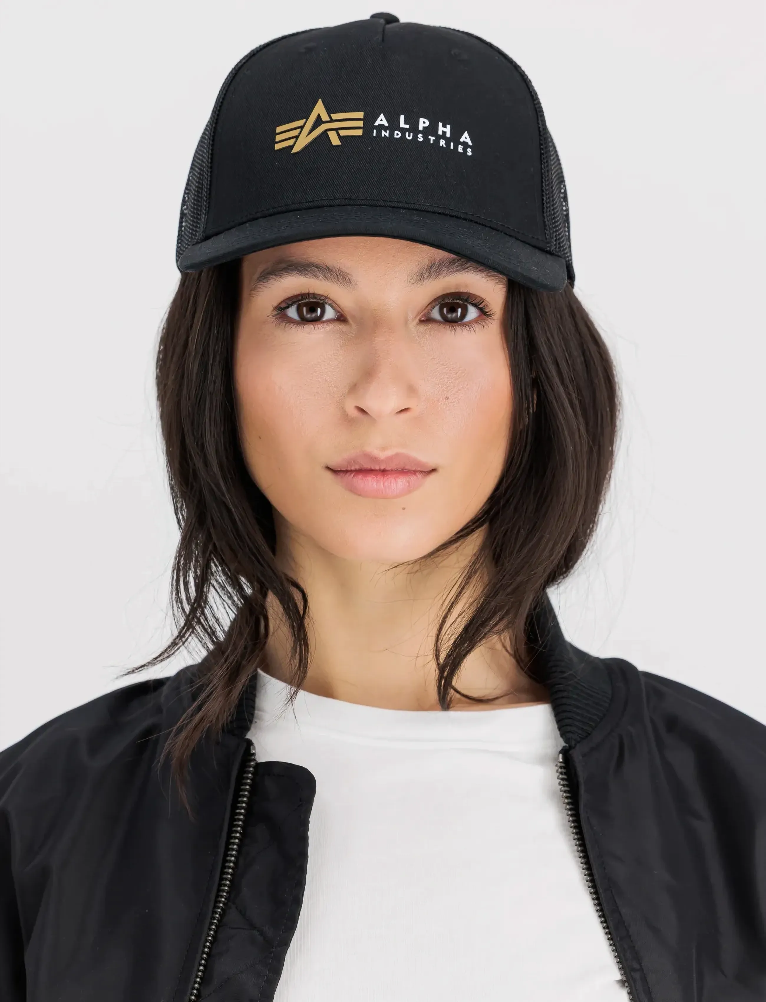 Alpha Industries Label Trucker Cap, One Size, Headwear, Schwarz - Caps, Männerswear