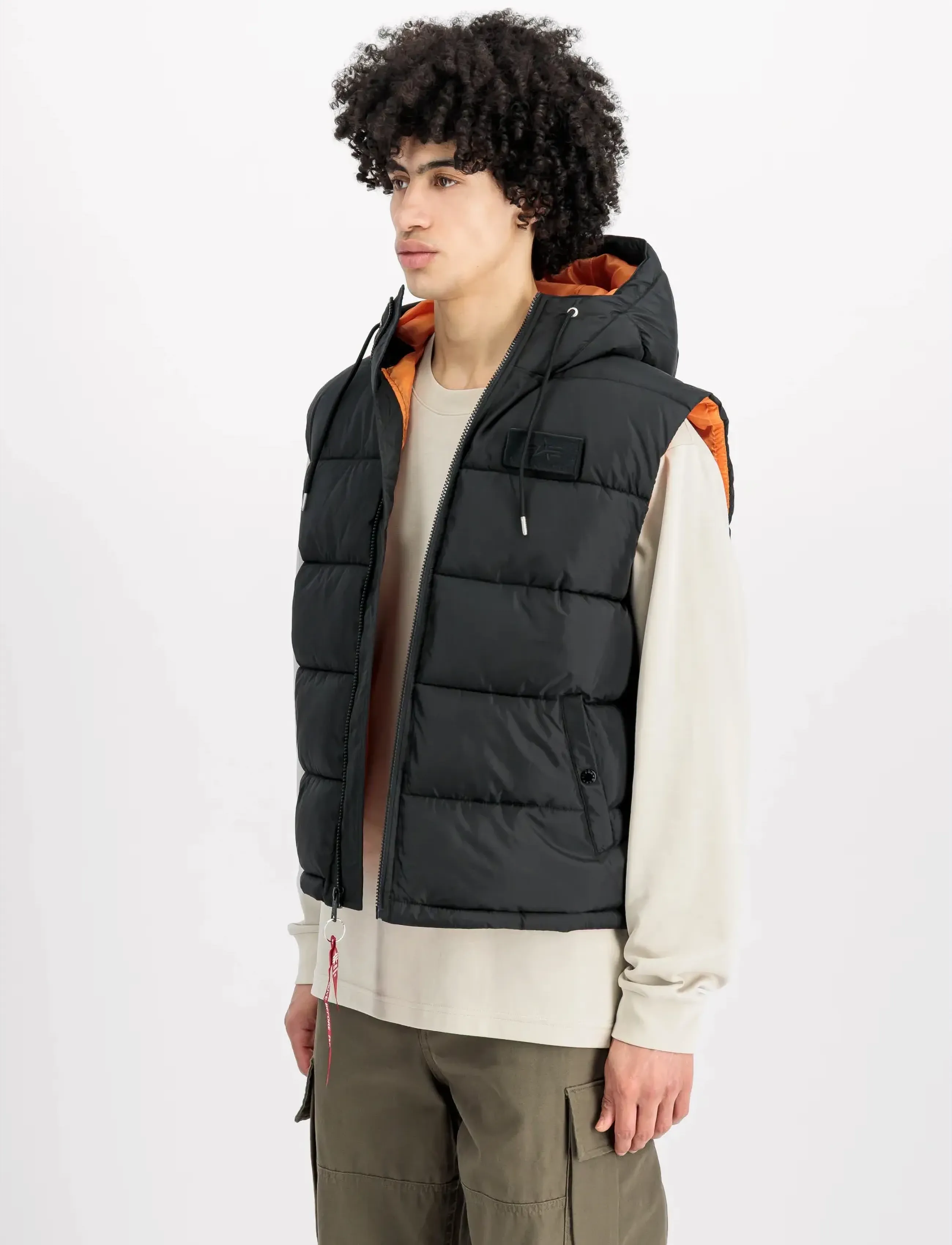Alpha Industries Hooded Puffer Vest Fd, Mænd, Hætte Puffer Vest, Sort, Str: L