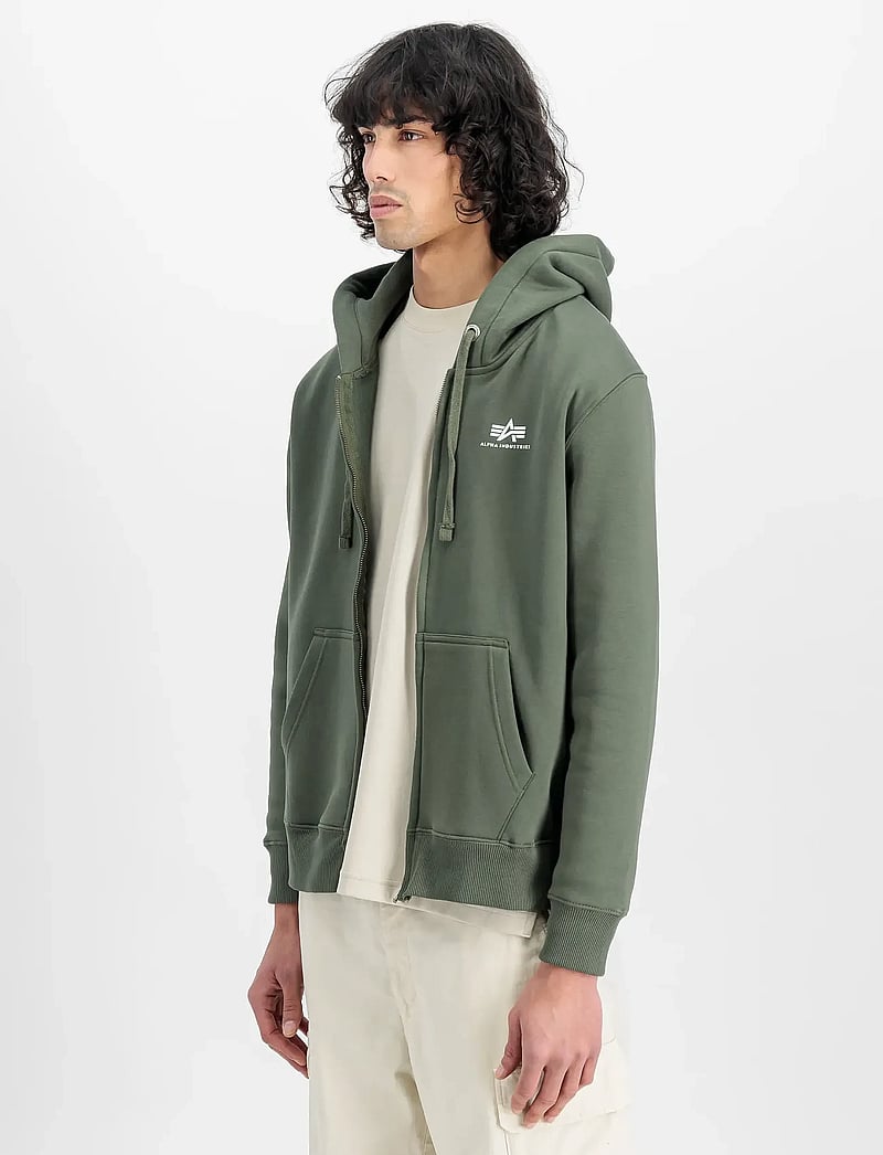 Alpha Industries - Basic Zip Hoodie Small Logo - hupparit - dark olive - 0