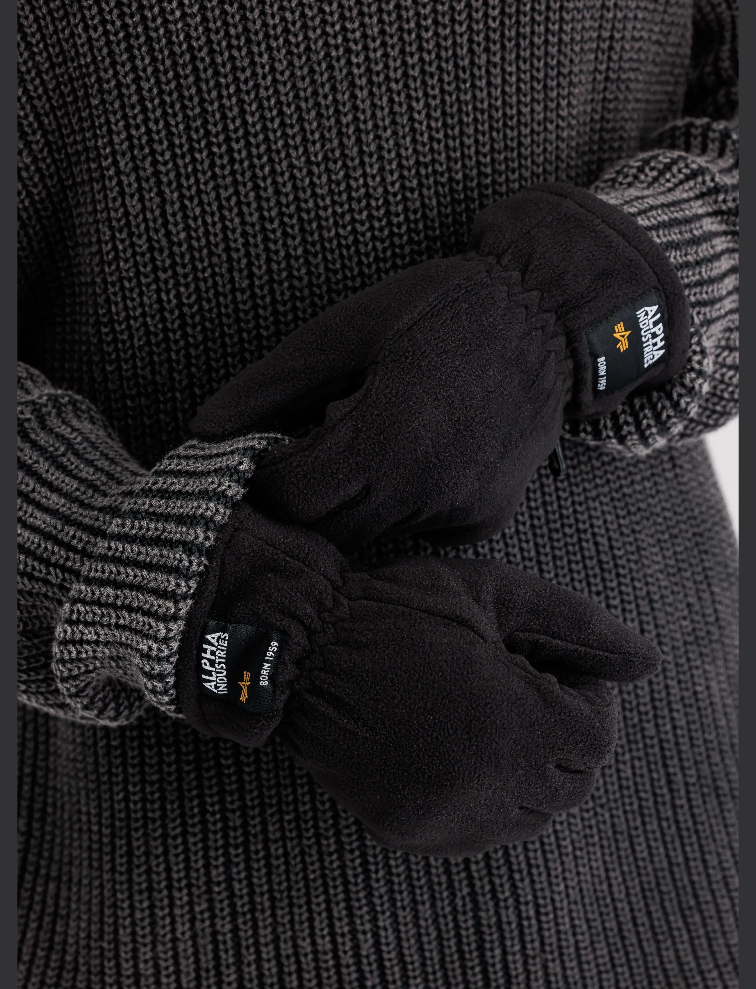 Alpha Industries Label Fleece Gloves - Kindad - BLACK / black