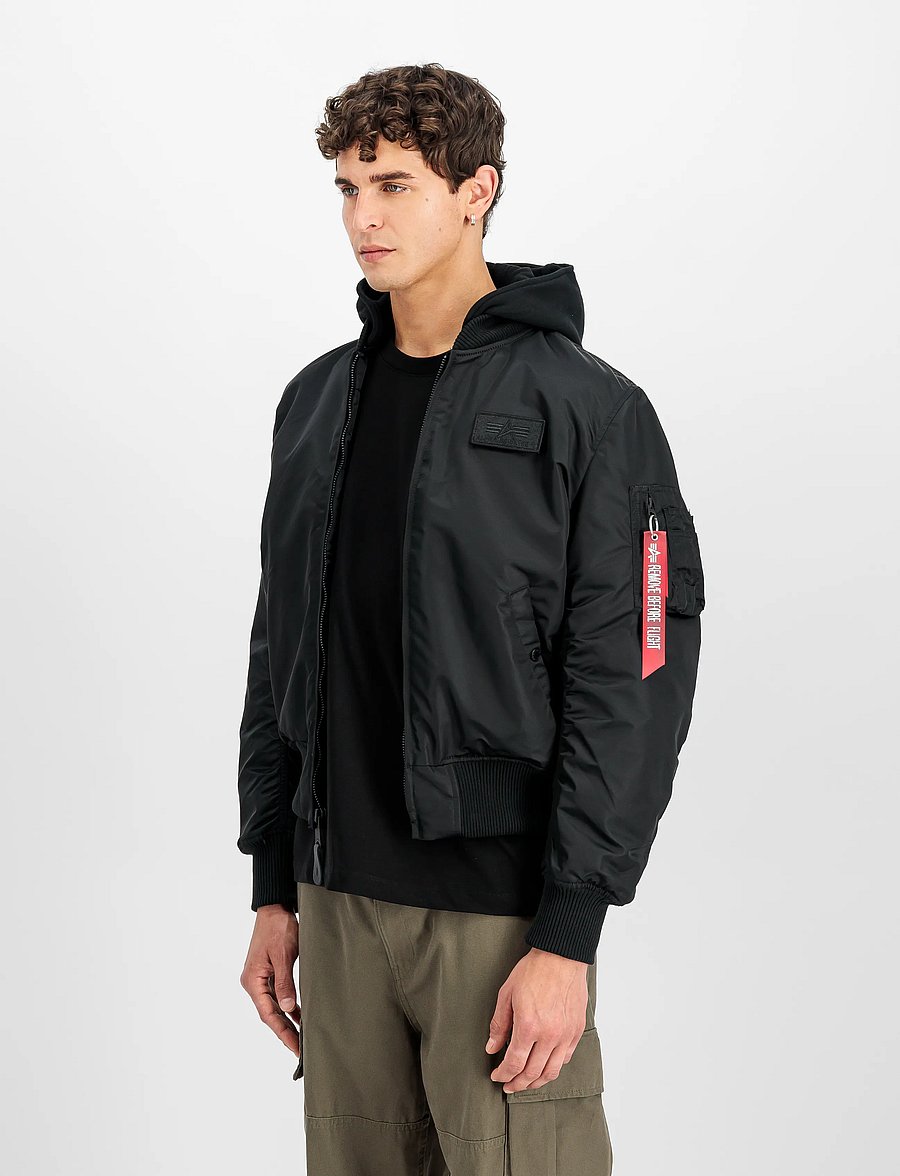 Alpha Industries - MA-1 Zip Hood Backprint - black/reflective - 0