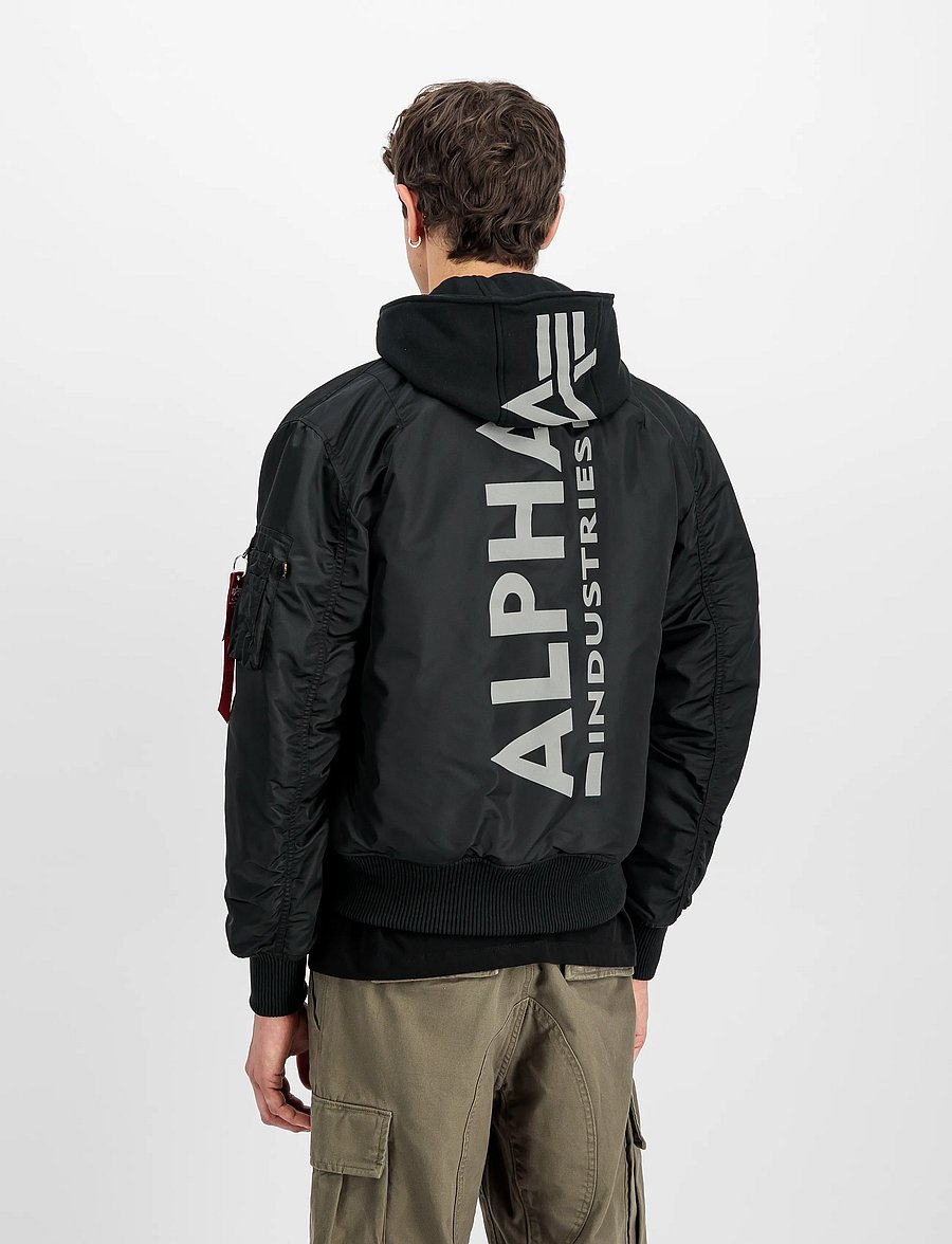Alpha Industries - MA-1 Zip Hood Backprint - black/reflective - 3