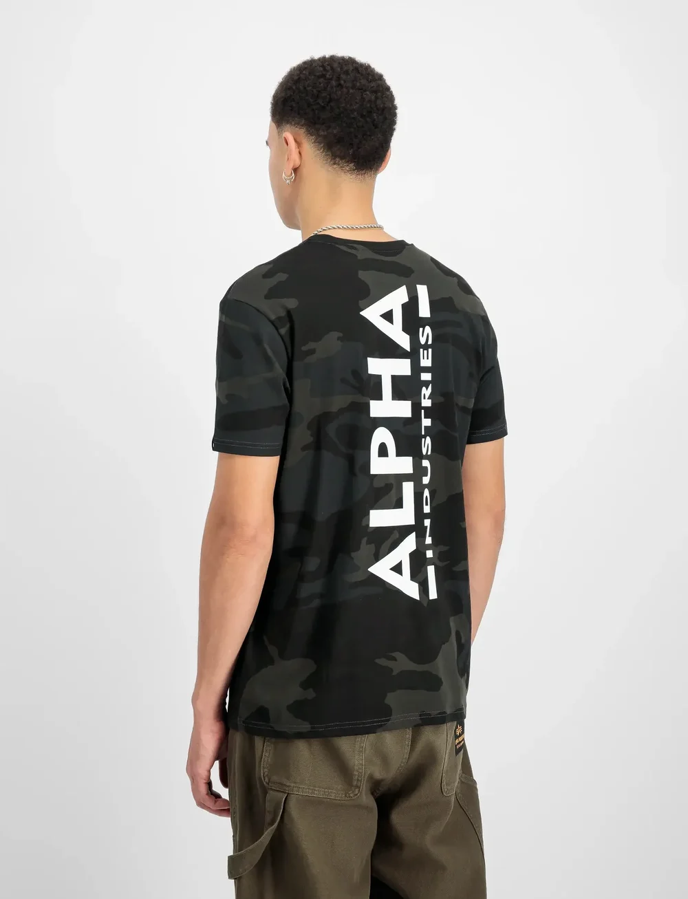 Alpha Industries - Backprint T Camo - kortärmade t-shirts - black camo - 3