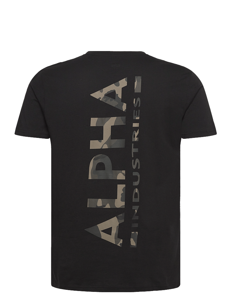Alpha Industries - Backprint T Camo Print - short-sleeved t-shirts - black/woodland - 1