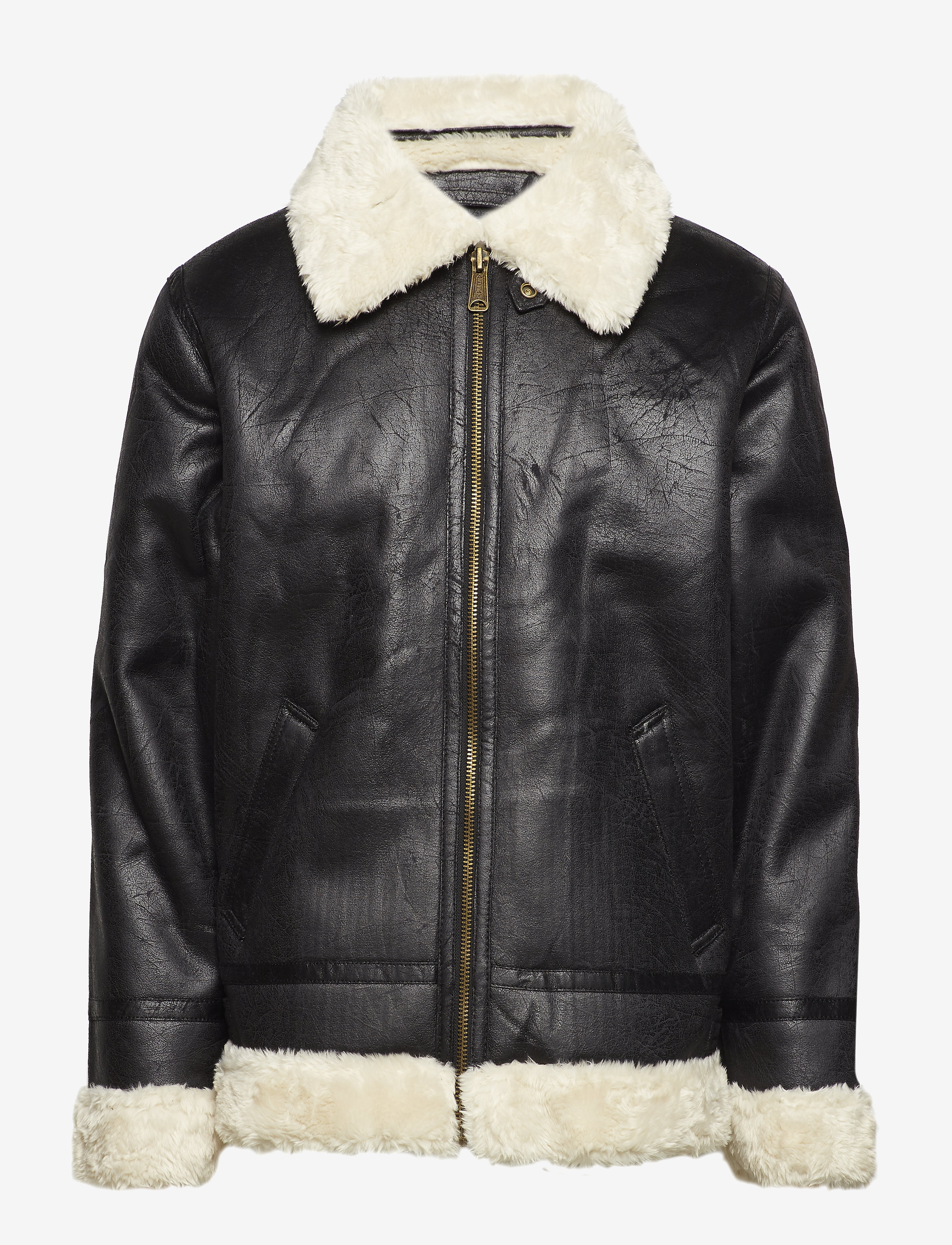 Alpha Industries B-3 Faux Leather - Herbstjacken - BLACK / black