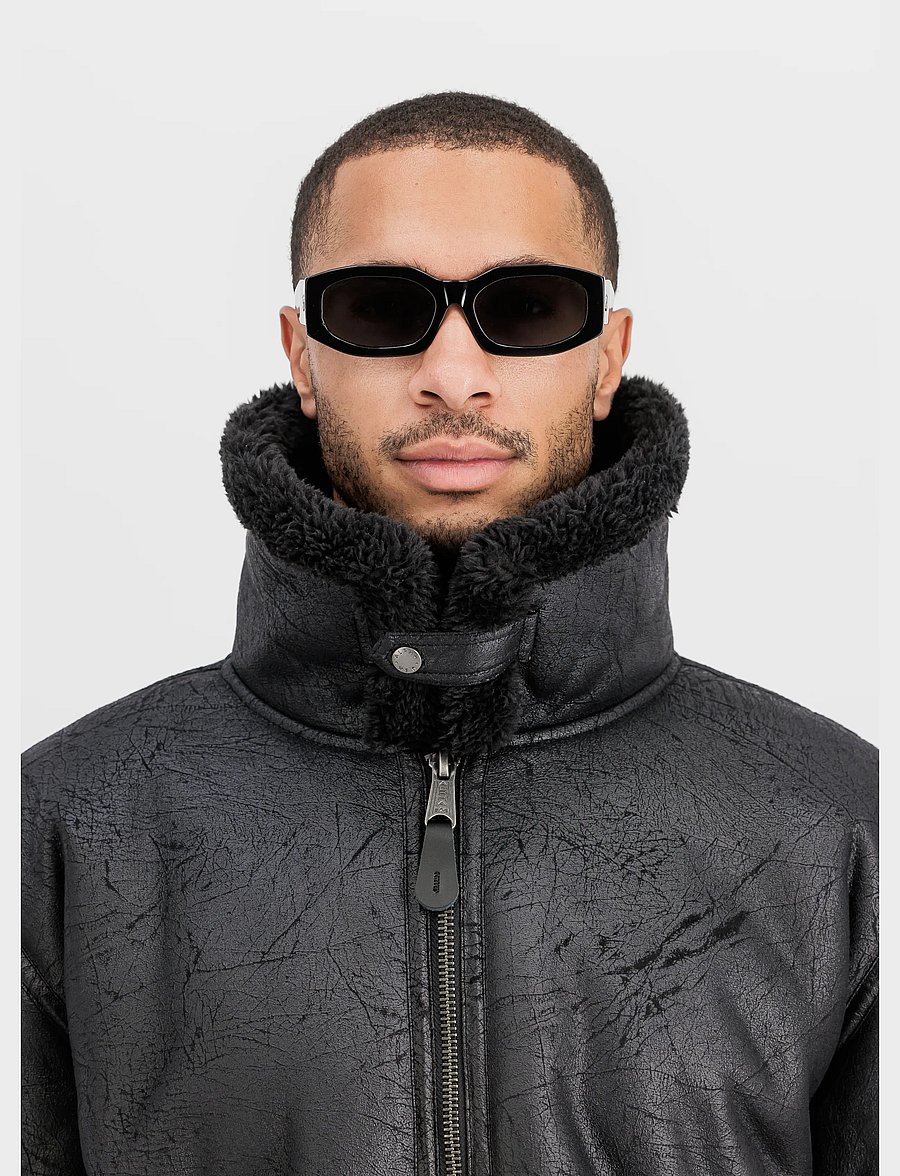 Alpha Industries - B-3 Faux Leather - winterjacken - black/black - 0