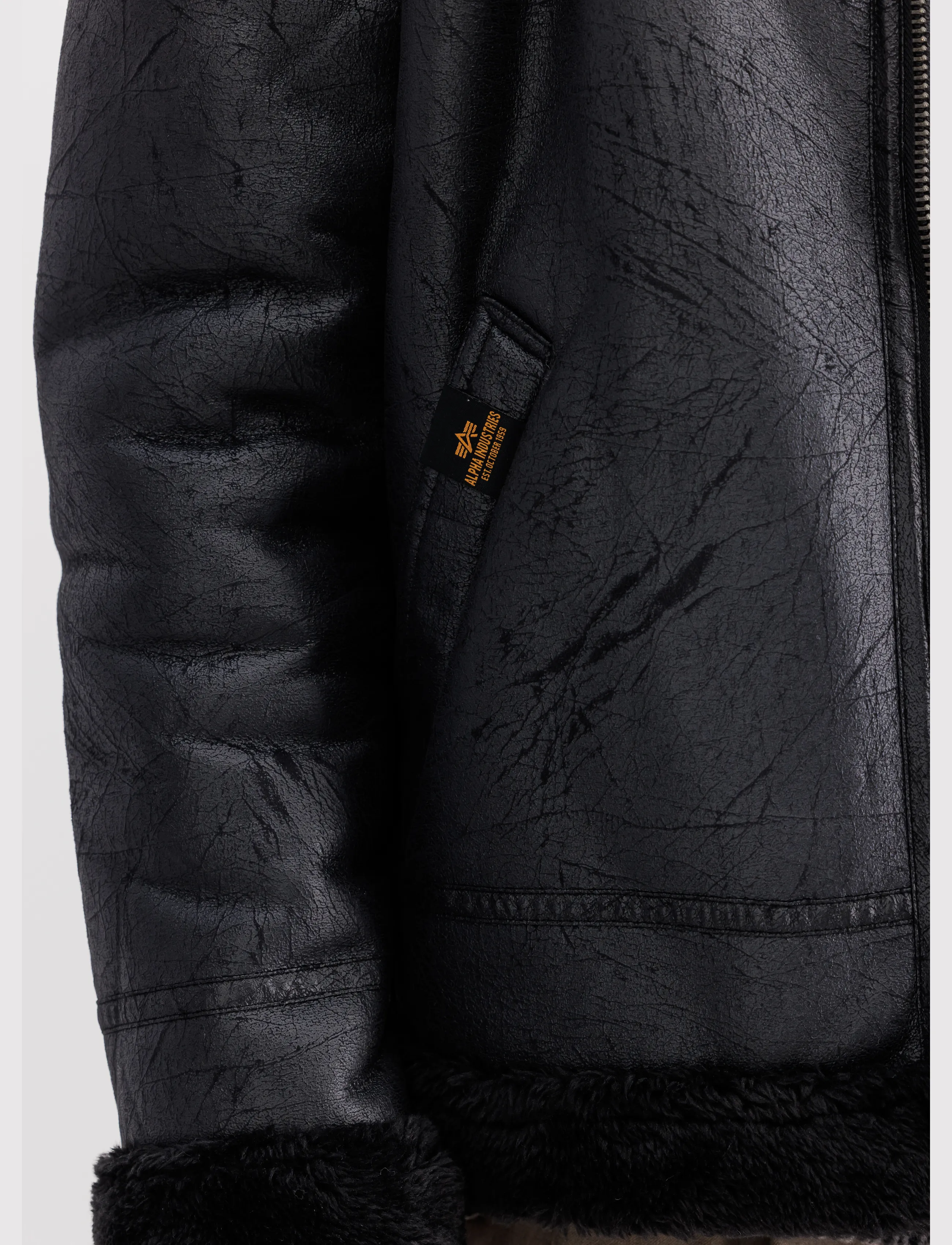 Alpha Industries - B-3 Faux Leather - winterjacken - black/black - 4