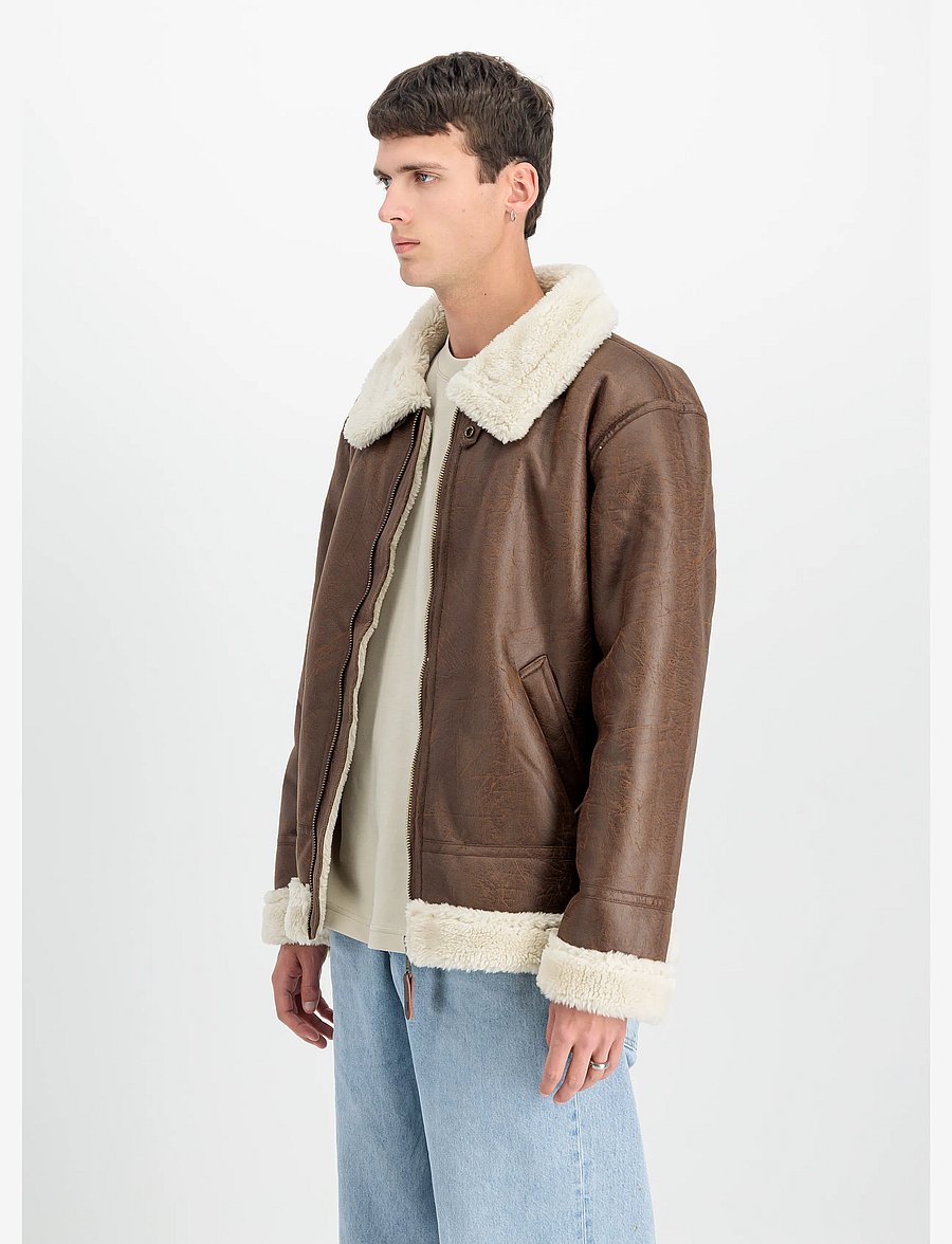 Alpha Industries - B-3 Faux Leather - vinterjackor - brown - 0