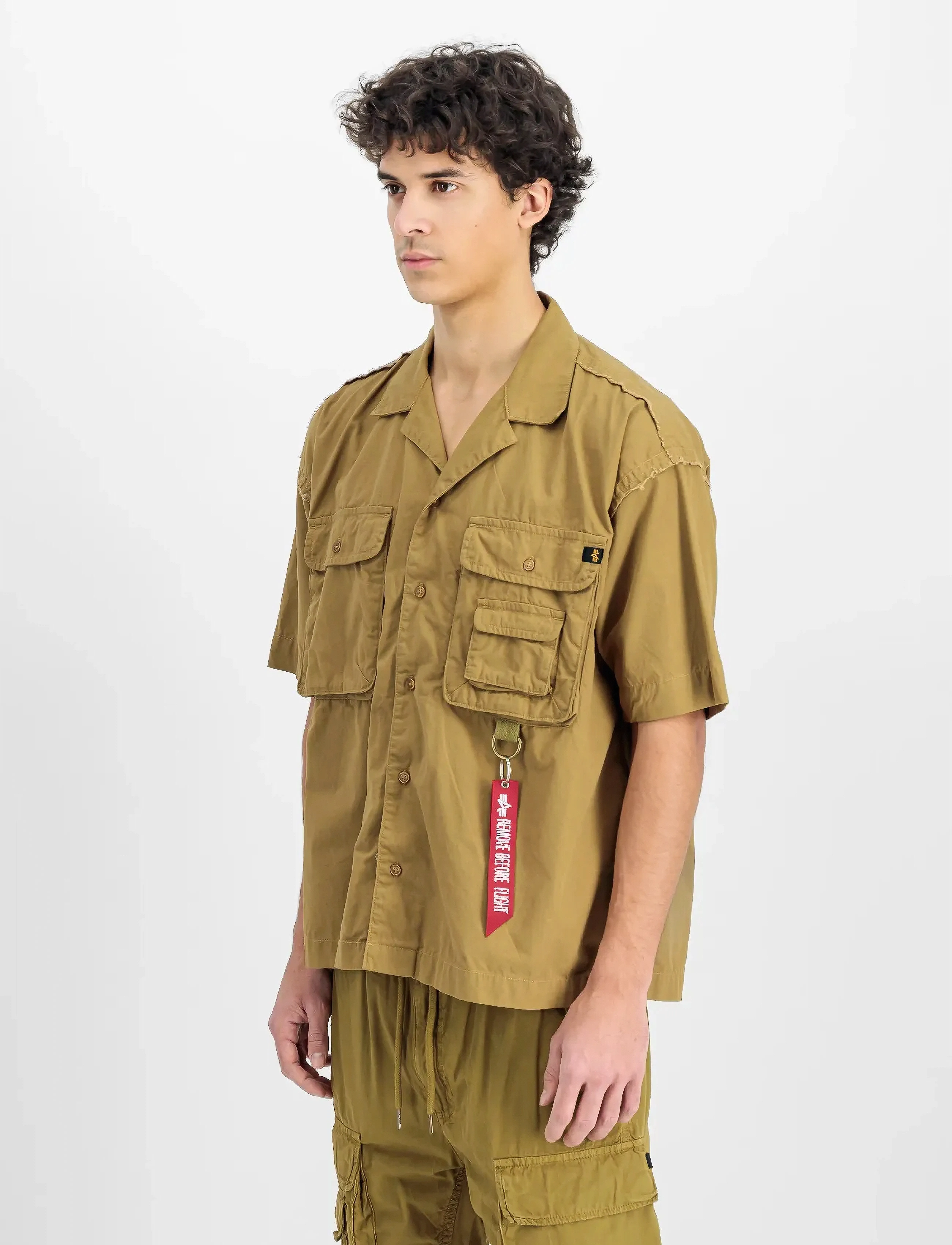 Alpha Industries Aloha Safari Shirt, S, Brown, Skjorter > Kortærmede Shirts, Herre