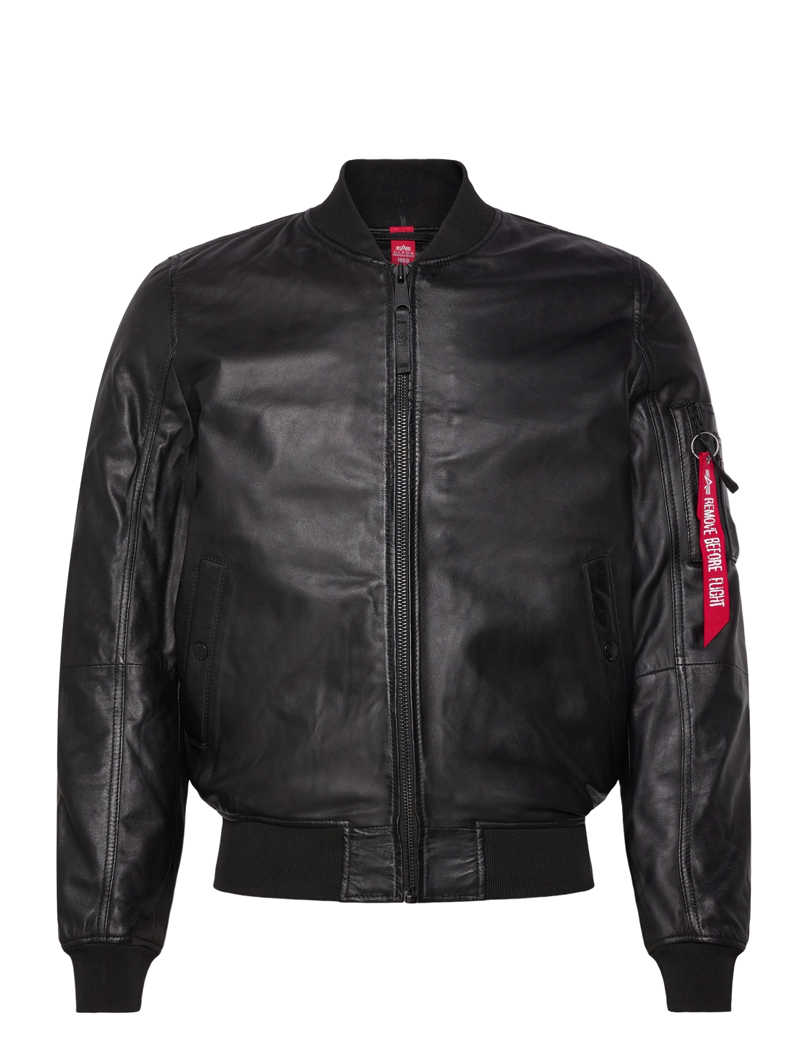 Alpha Industries MA-1 Leather - Ytterkläder - BLACK / black