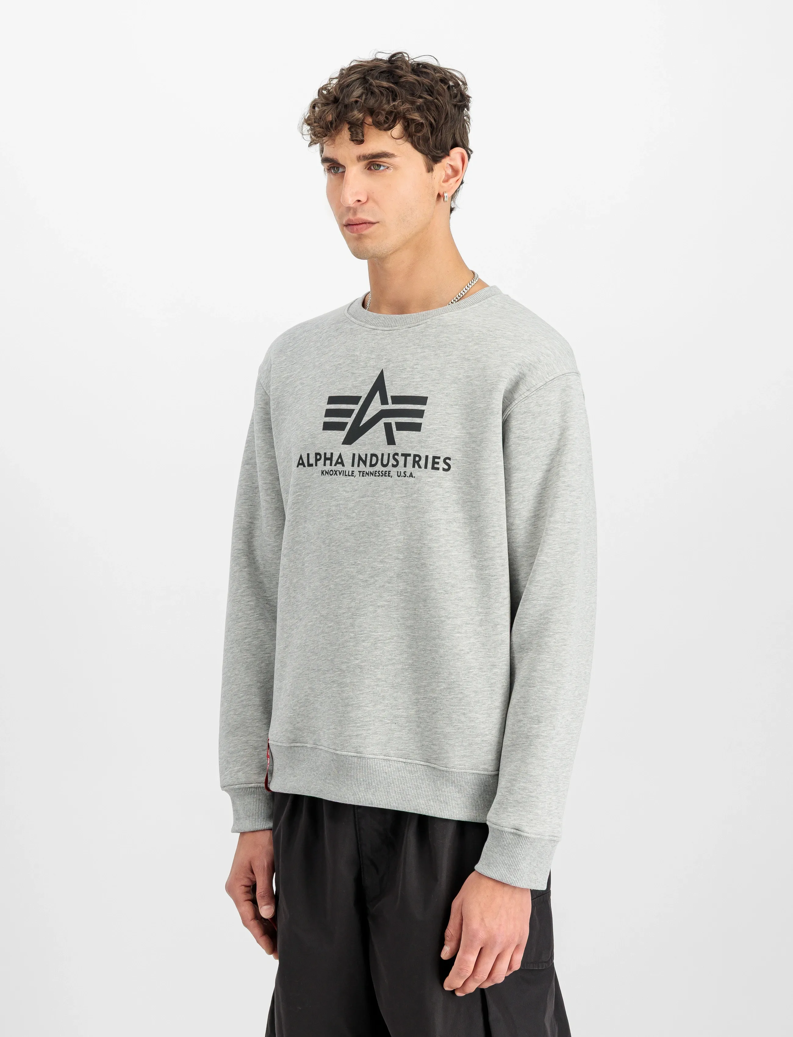 Alpha Industries Basic Sweatshirt Bl, M, Grey, Sweatshirts & Hættetrøjer > Sweatshirts, Herre