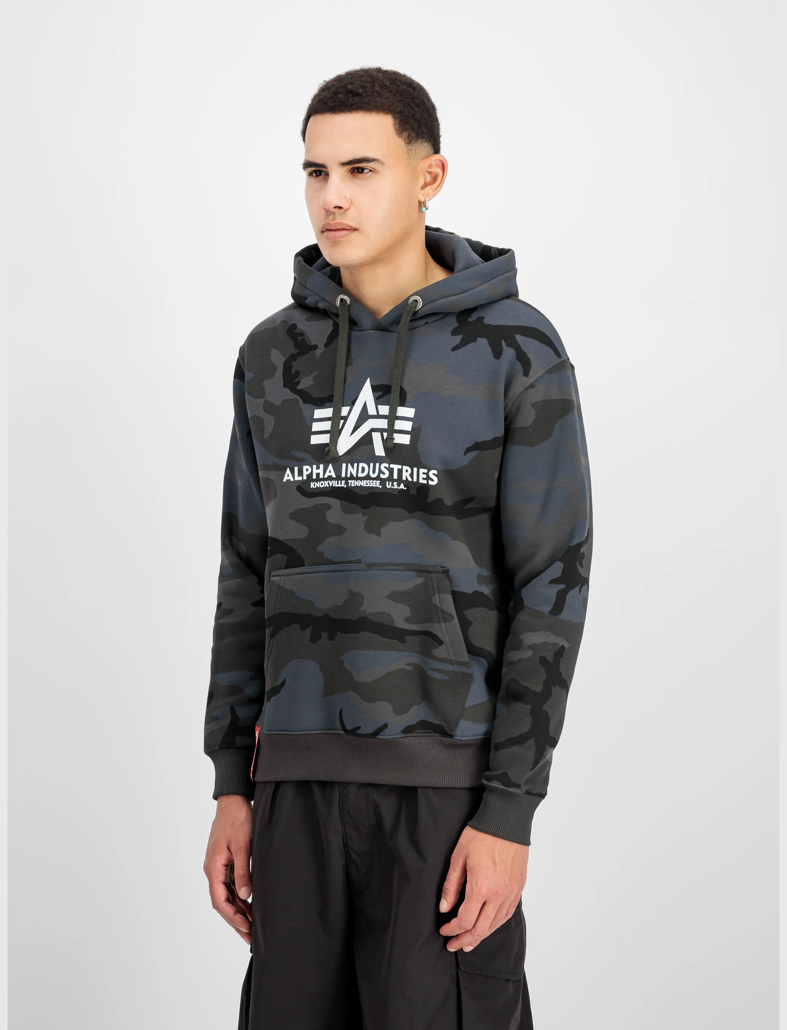 Alpha Industries Basic Hoodie Bl Camo, Camouflage Hættetrøje, Sort, Str: XXL