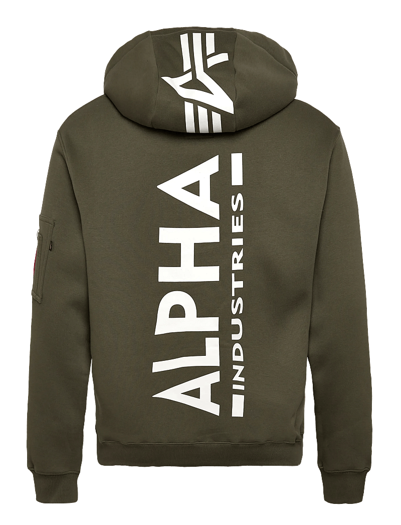 Alpha Industries - Back Print Hoody - hættetrøjer - dark olive - 1