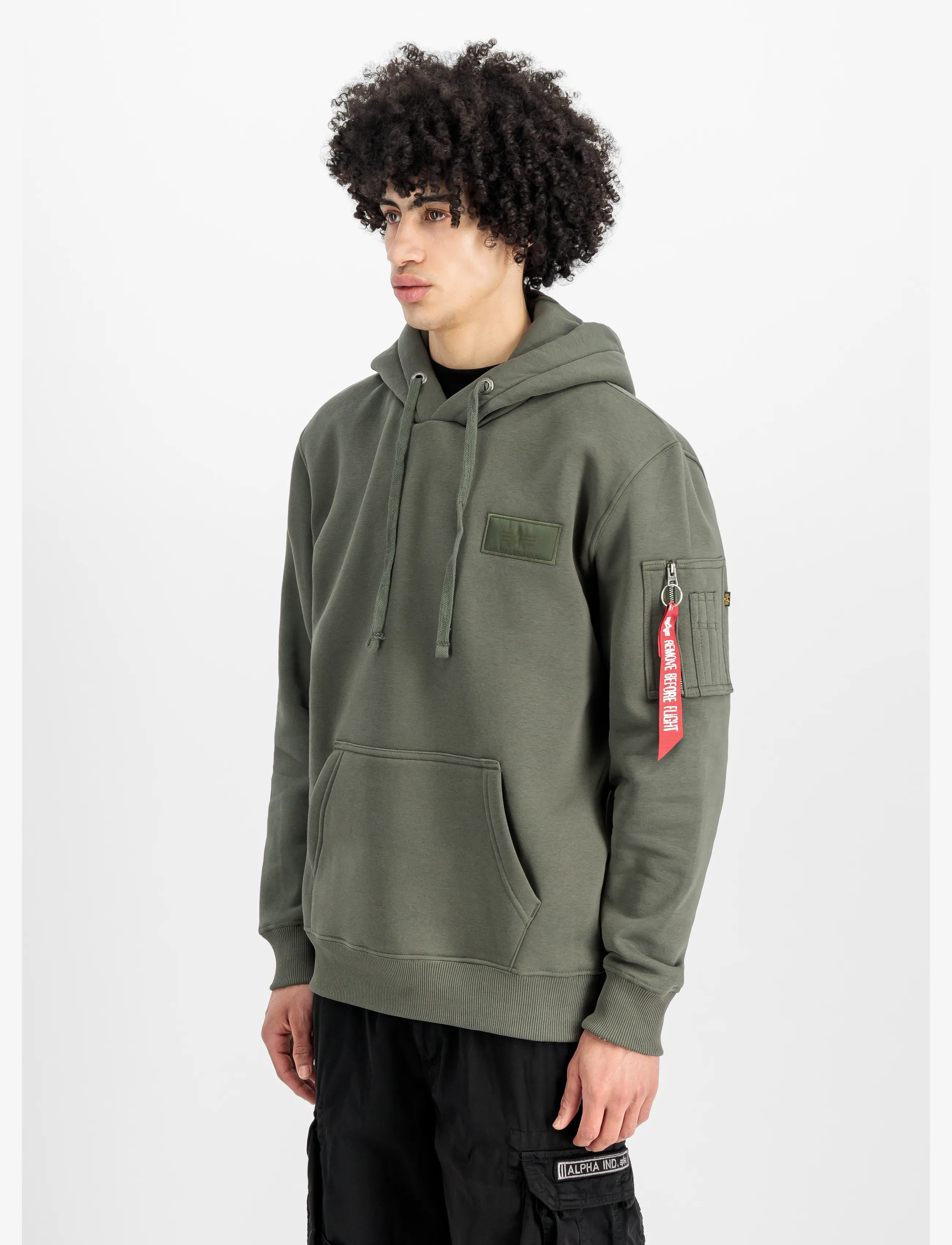 Alpha Industries Backprint Hoodie - Kläder - DARK OLIVE / khaki/green