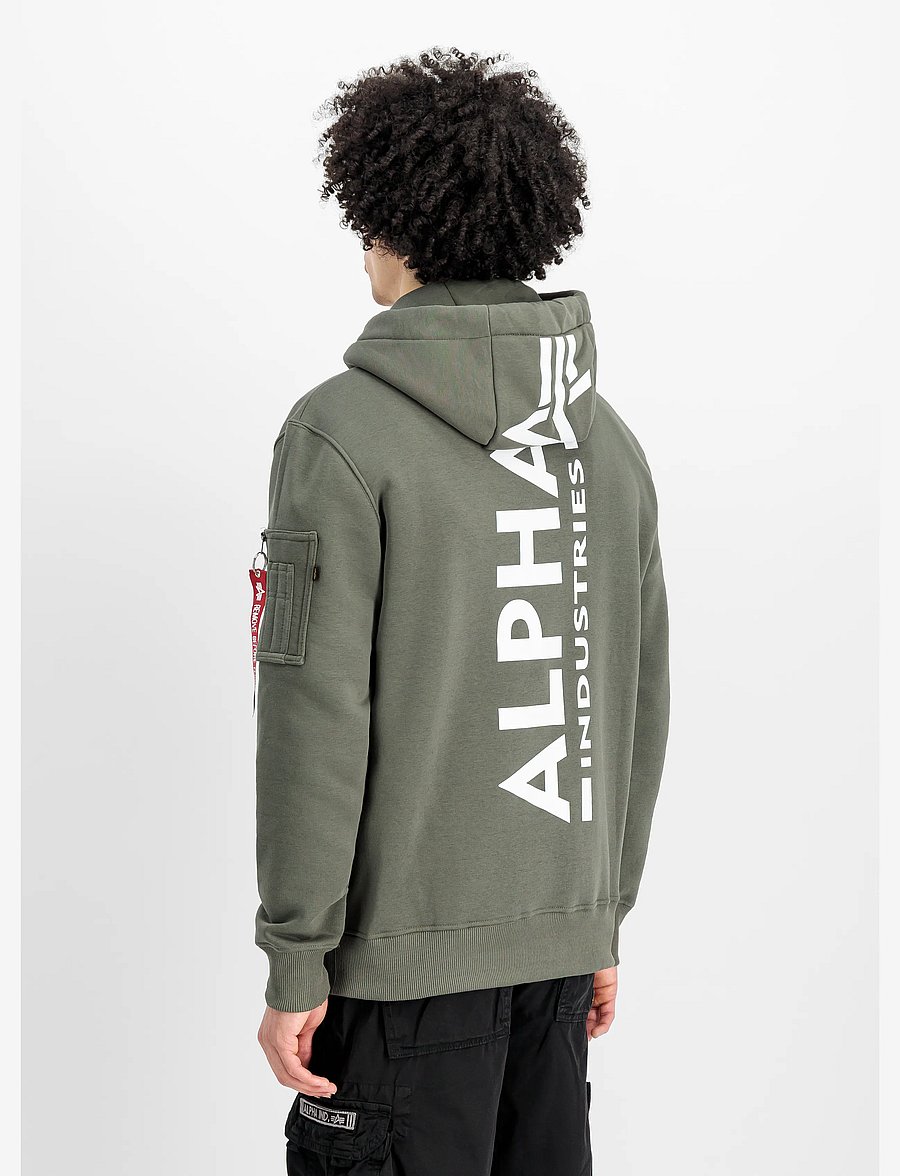 Alpha Industries - Backprint Hoodie - kapuutsiga pusad - dark olive - 3