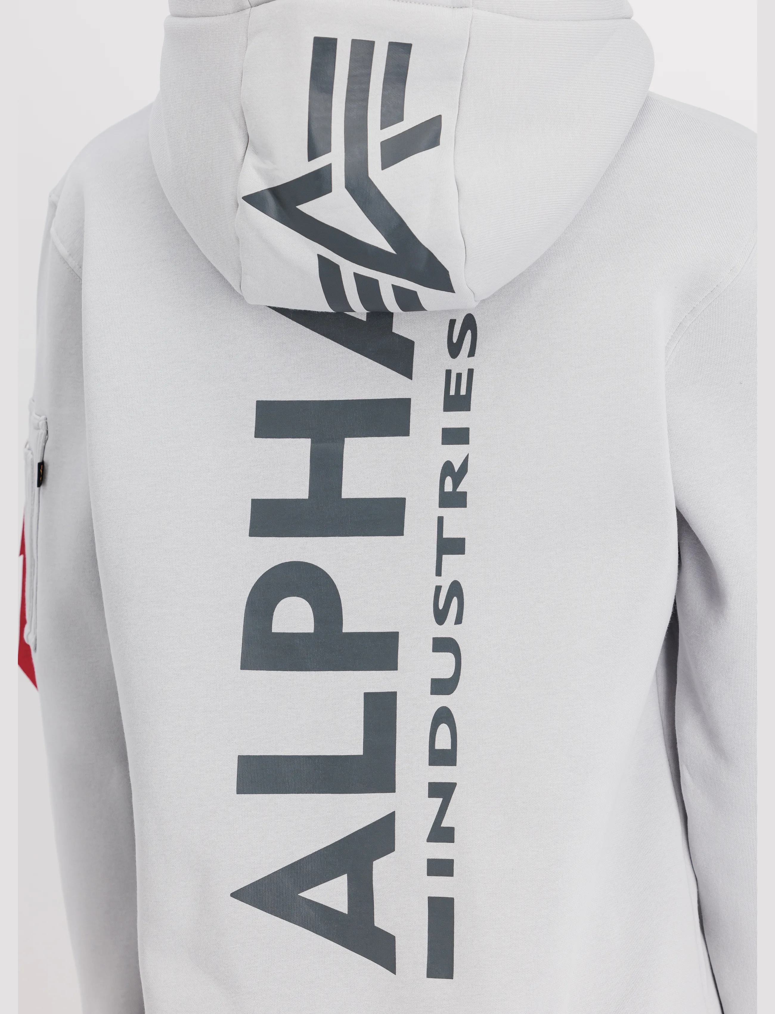 Alpha Industries Backprint Hoodie, Mænd, Hættetrøje, Grå, Str: S