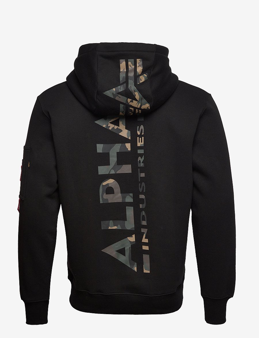 Alpha Industries - Backprint Hoodie Camo Print - hættetrøjer - black/woodland - 2