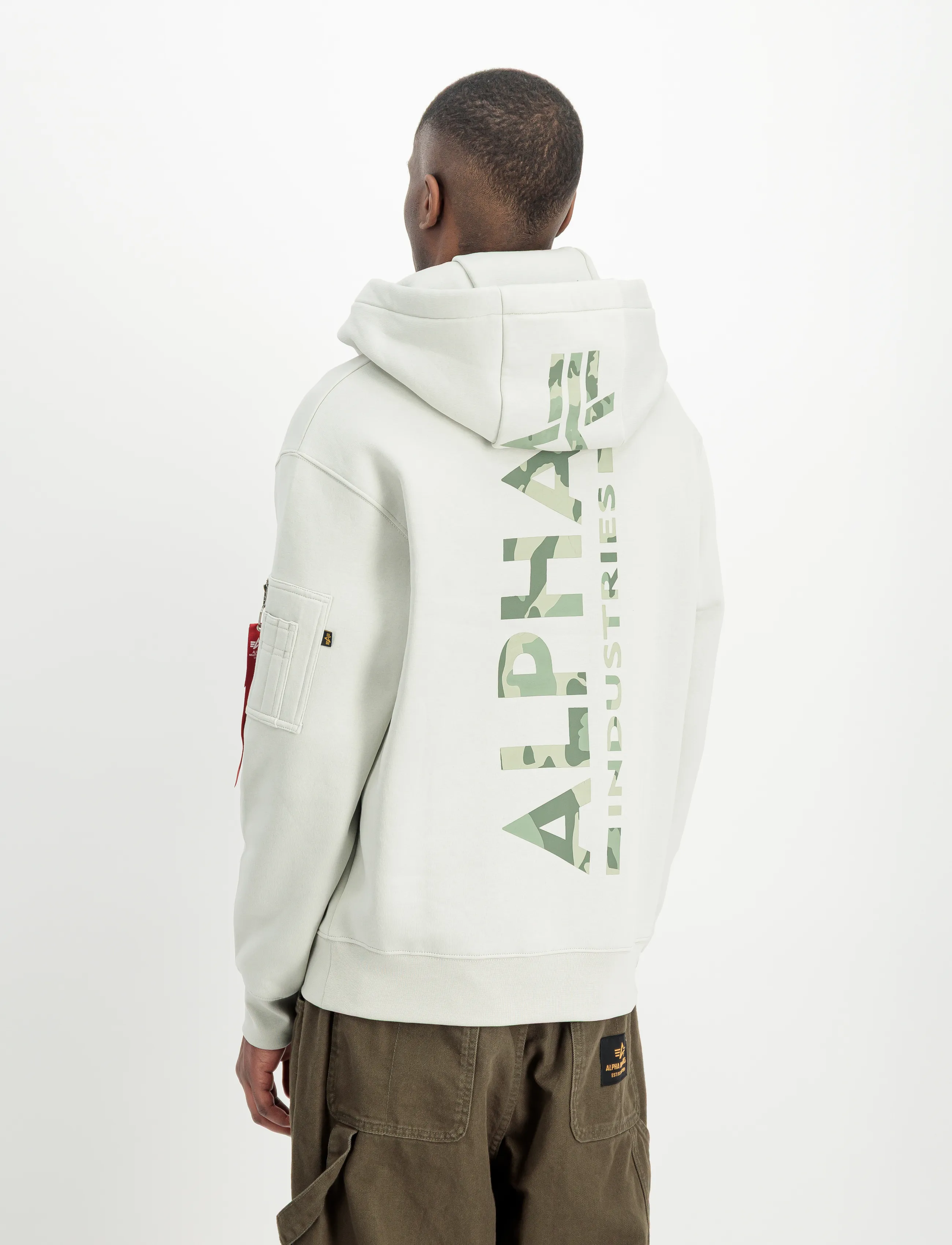 Alpha Industries - Backprint Hoodie Camo Print - kapuutsiga pusad - stone - 3