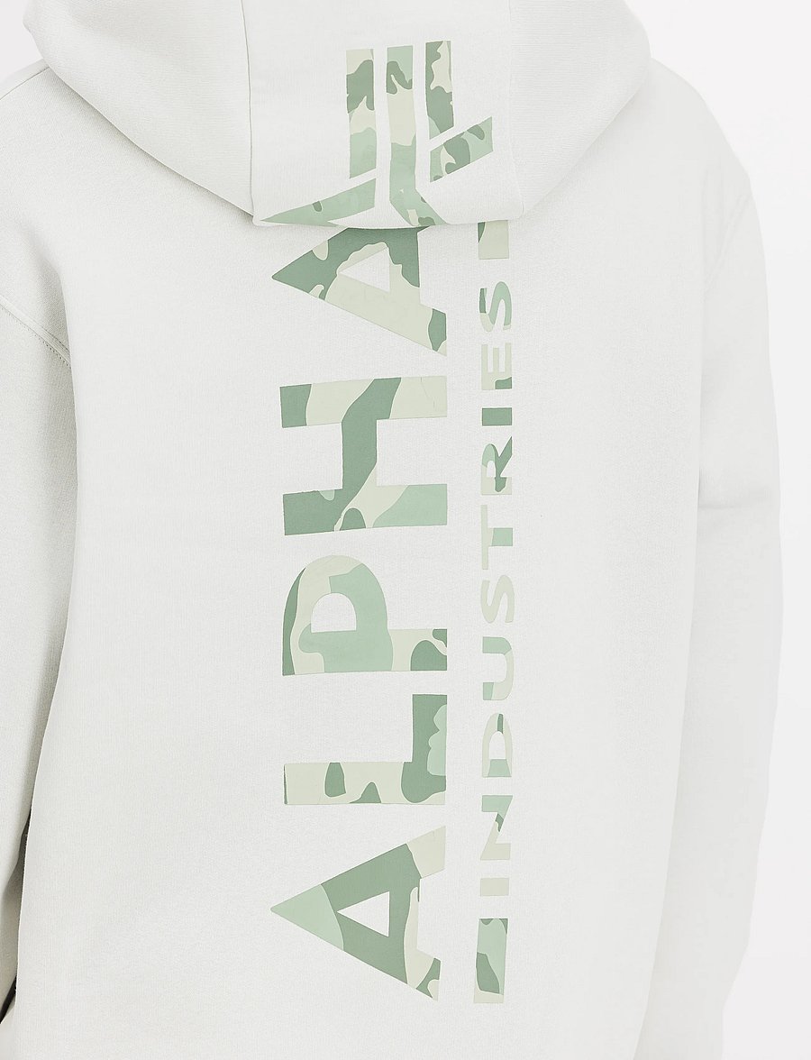Alpha Industries - Backprint Hoodie Camo Print - kapuutsiga pusad - stone - 4