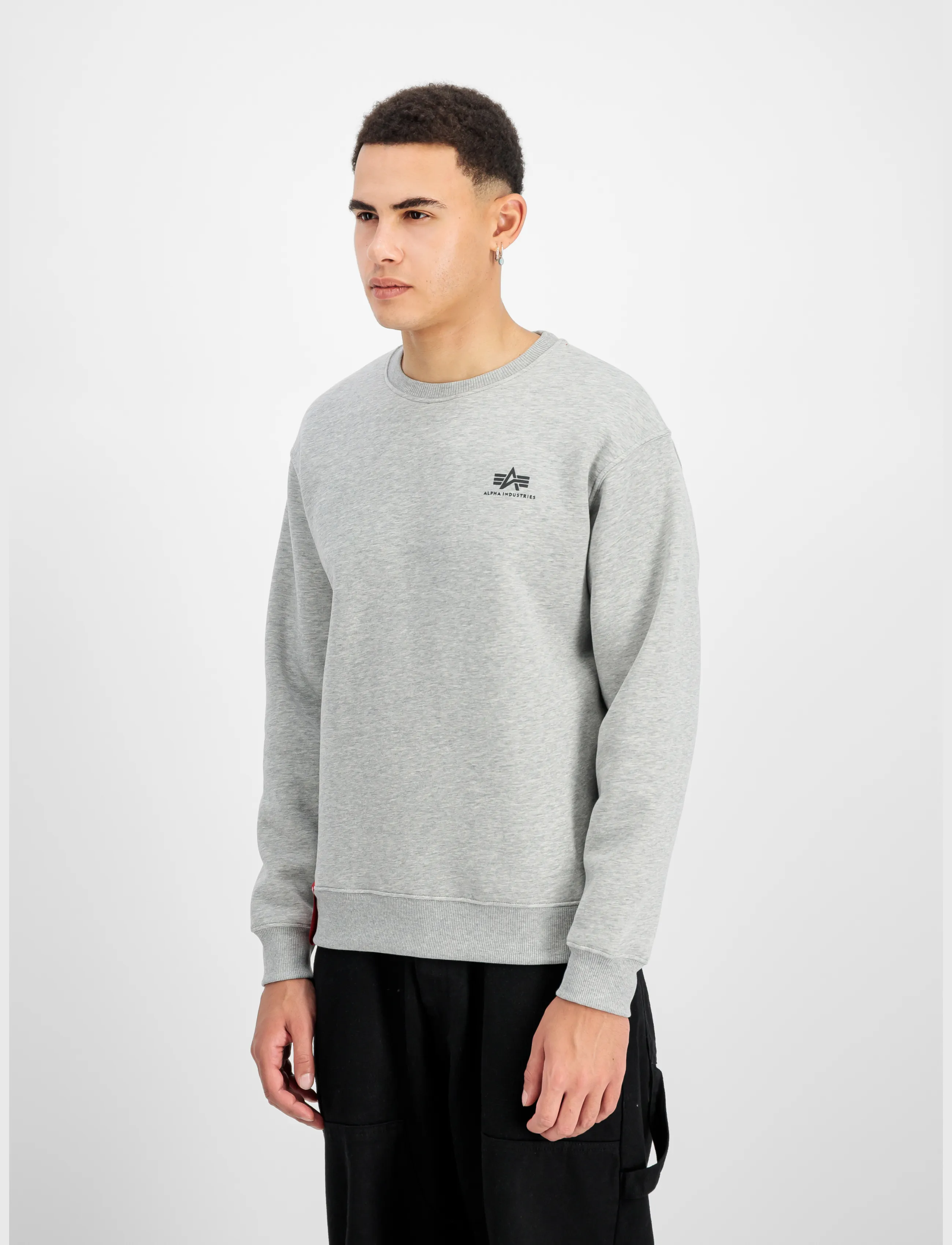 Alpha Industries Basic Sweatshirt Sl, S, Grey, Sweatshirts & Hættetrøjer > Sweatshirts, Herre