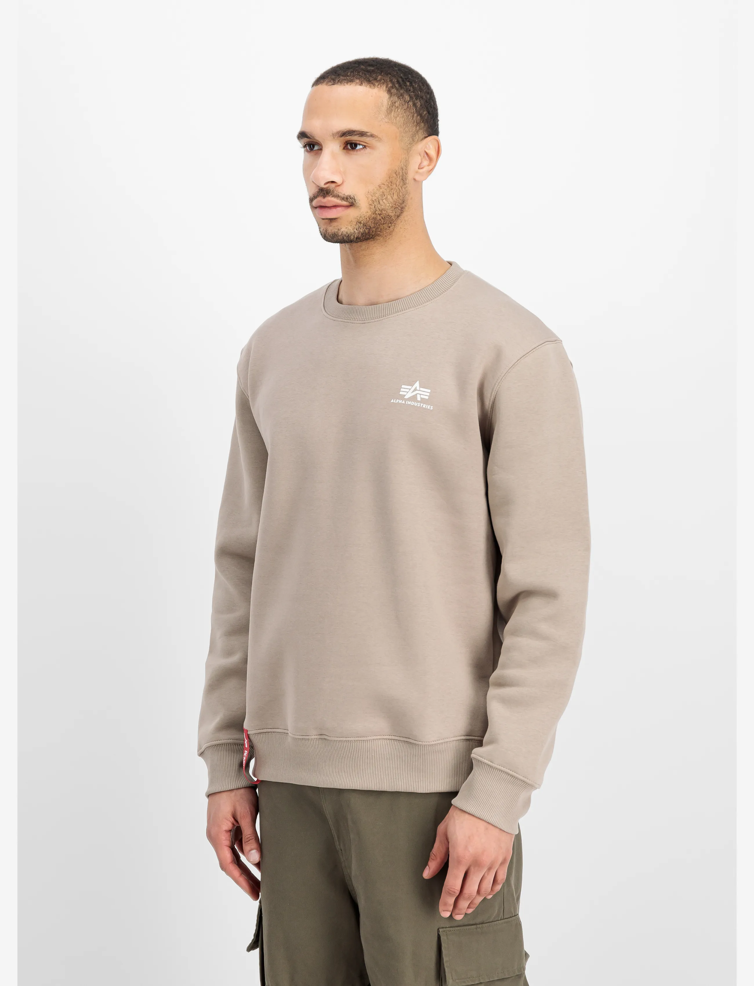 Alpha Industries Basic Sweatshirt Sl, S, Beige, Sweatshirts & Hættetrøjer > Sweatshirts, Herre