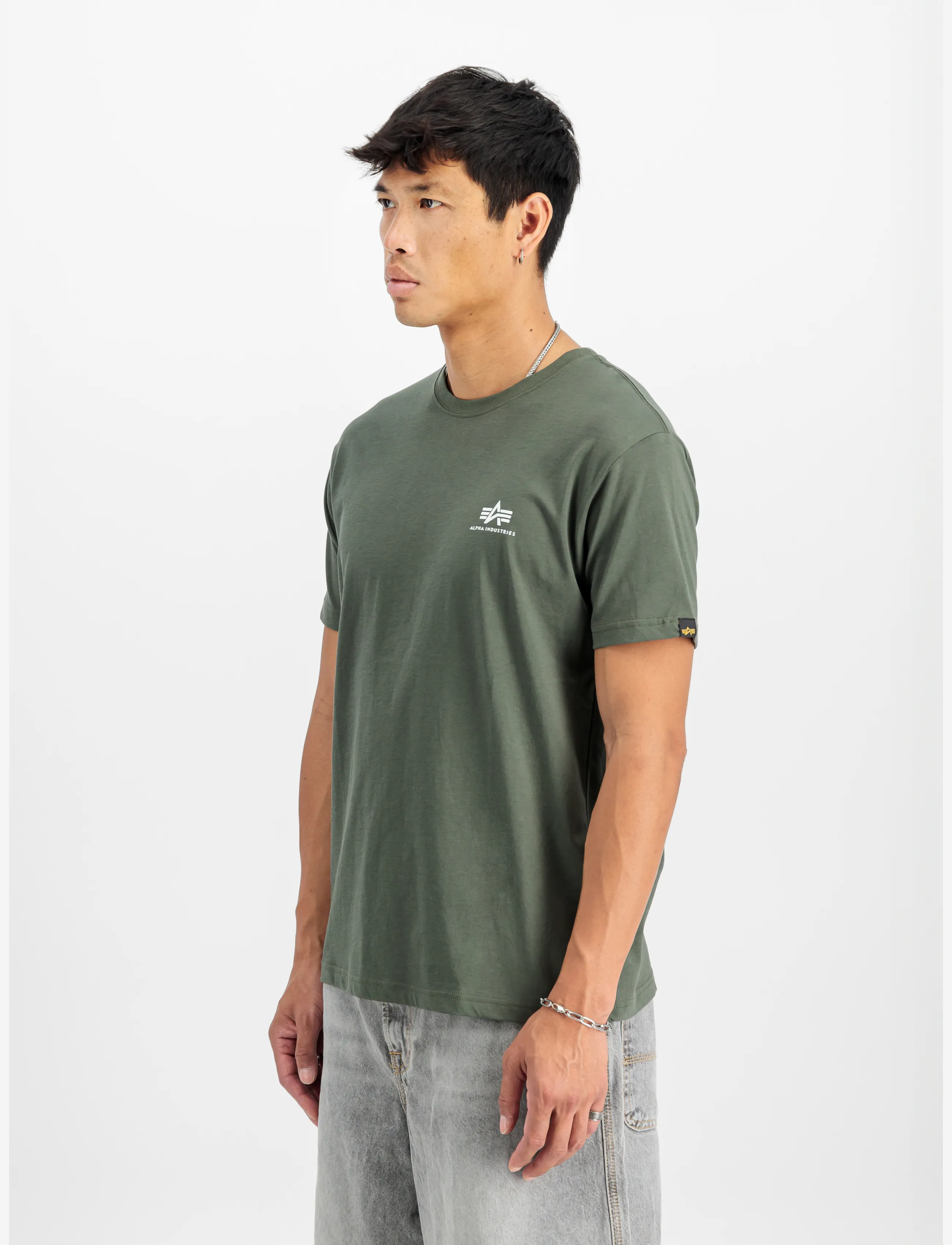 Alpha Industries Basic T-Shirt SL - T-Shirts - DARK OLIVE / khaki/green