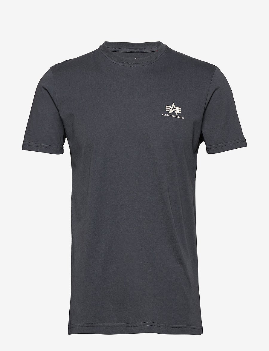 Alpha Industries - Basic T Small Logo - kortärmade t-shirts - greyblack - 1