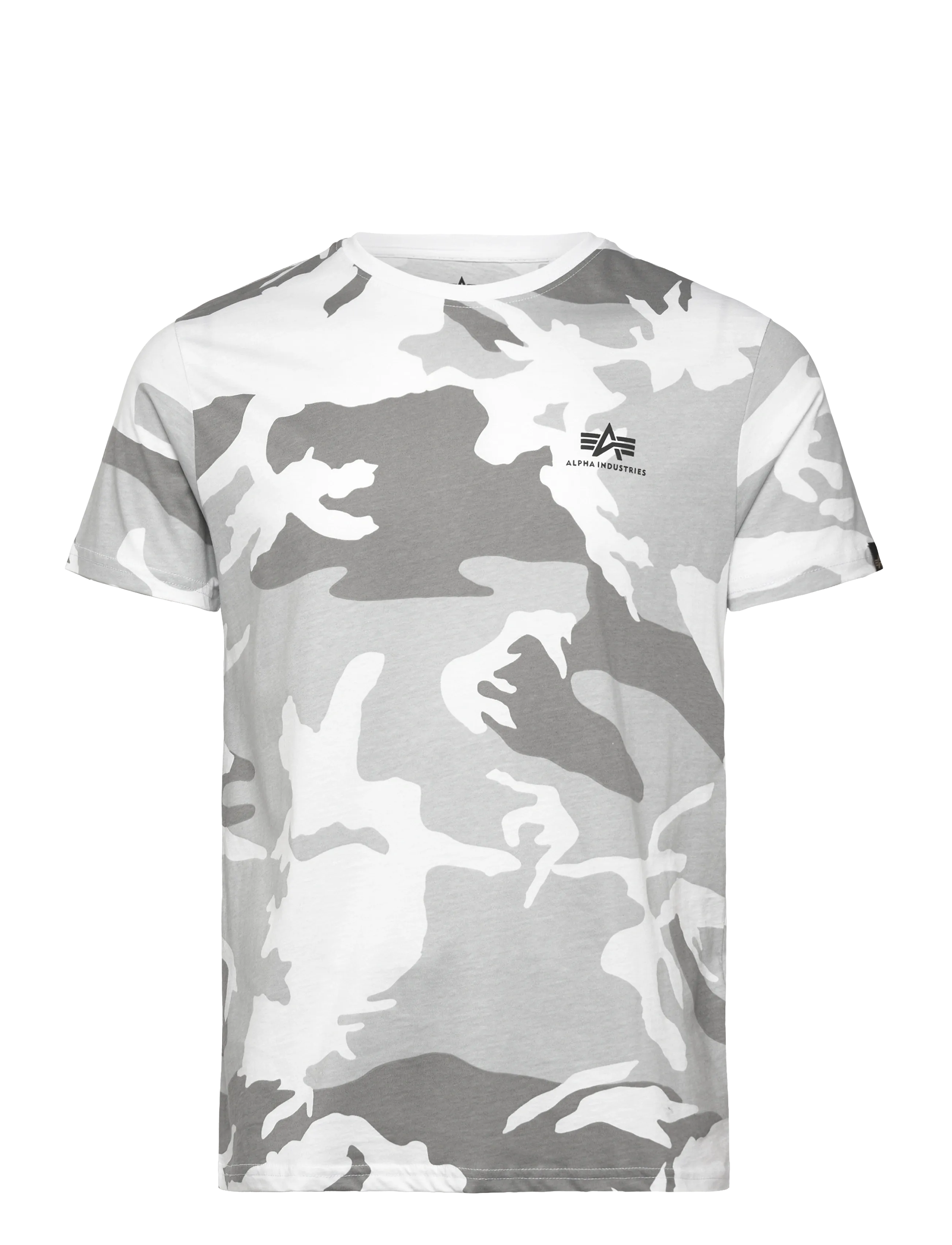 Alpha Industries Basic T-Shirt Sl Camo, S, T-shirts, Weiß - Short-sleeved, Männerswear