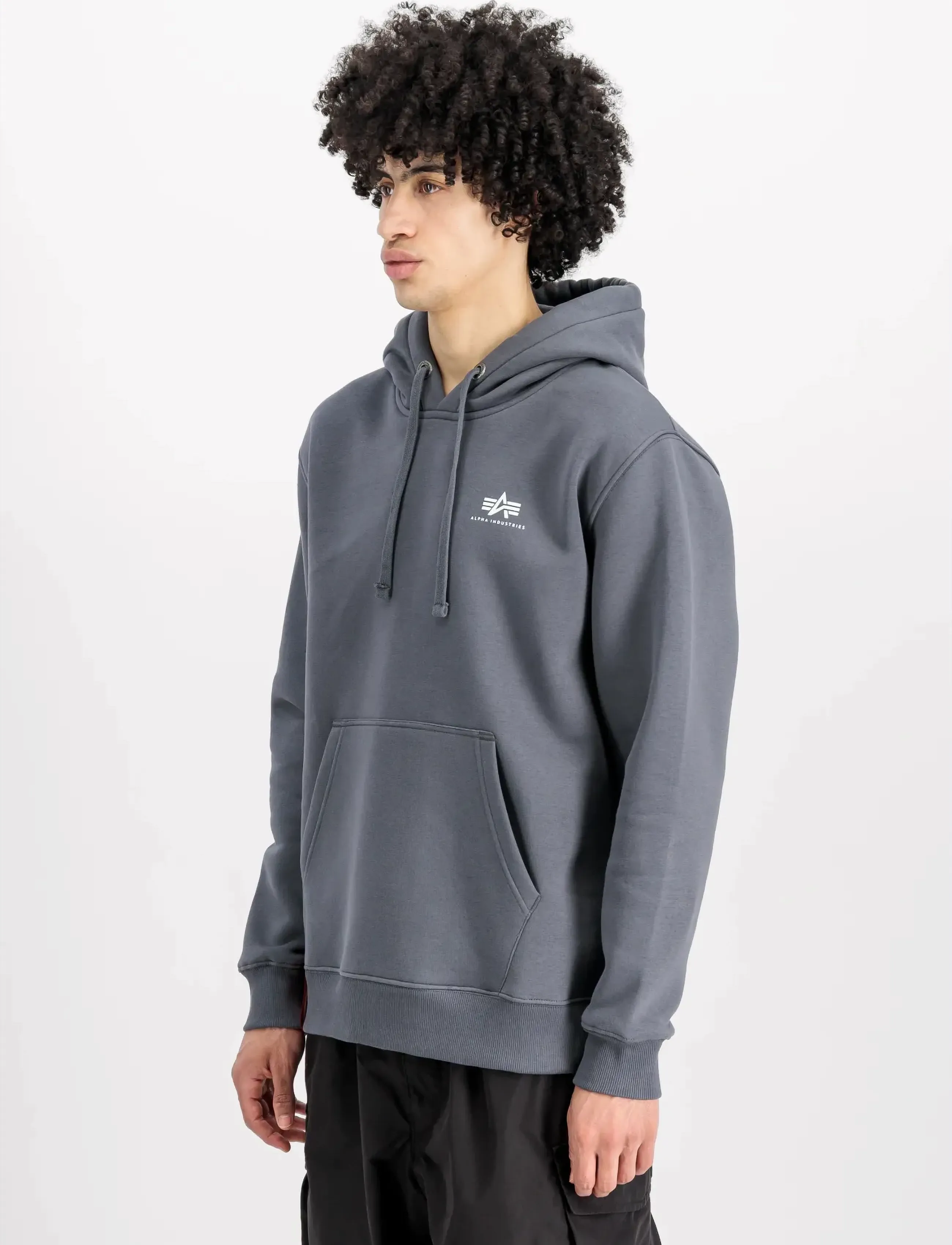 Alpha Industries Basic Hoodie Small Logo - Tøj - GREYBLACK / grey